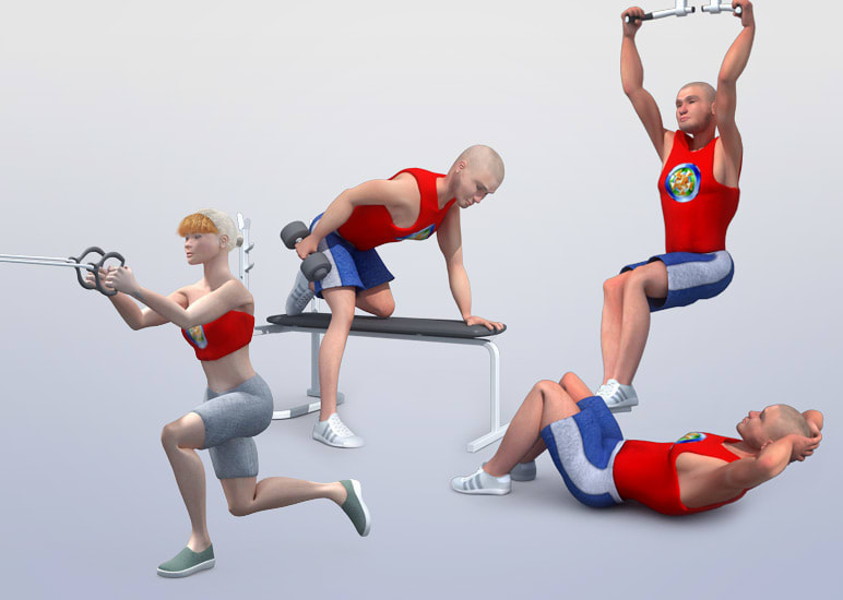 Do 3d fitness, gym yoga video animation physical therapy too by  Pinksugarstudio | Fiverr