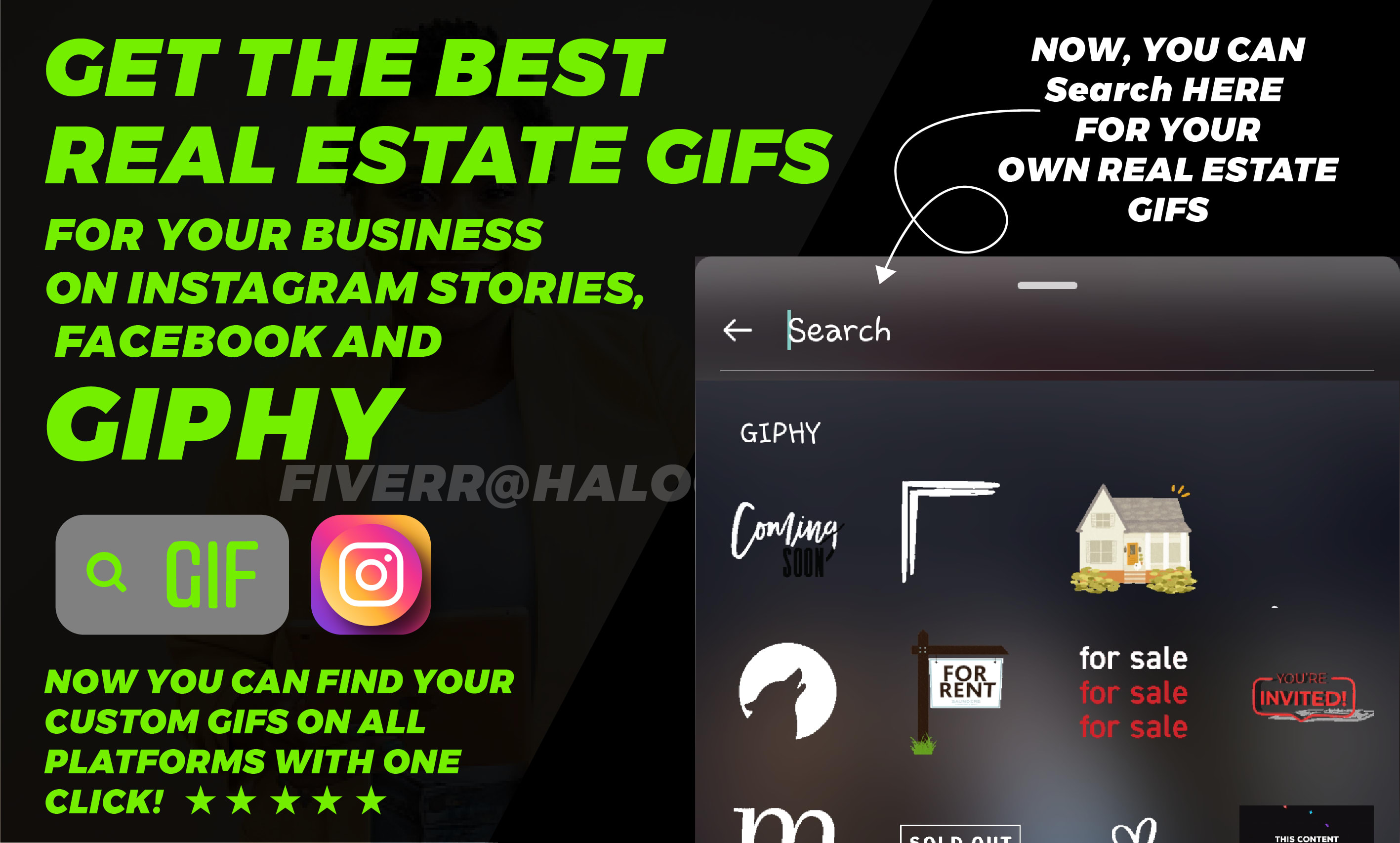 create, upload real estate gifs for instagram and giphy