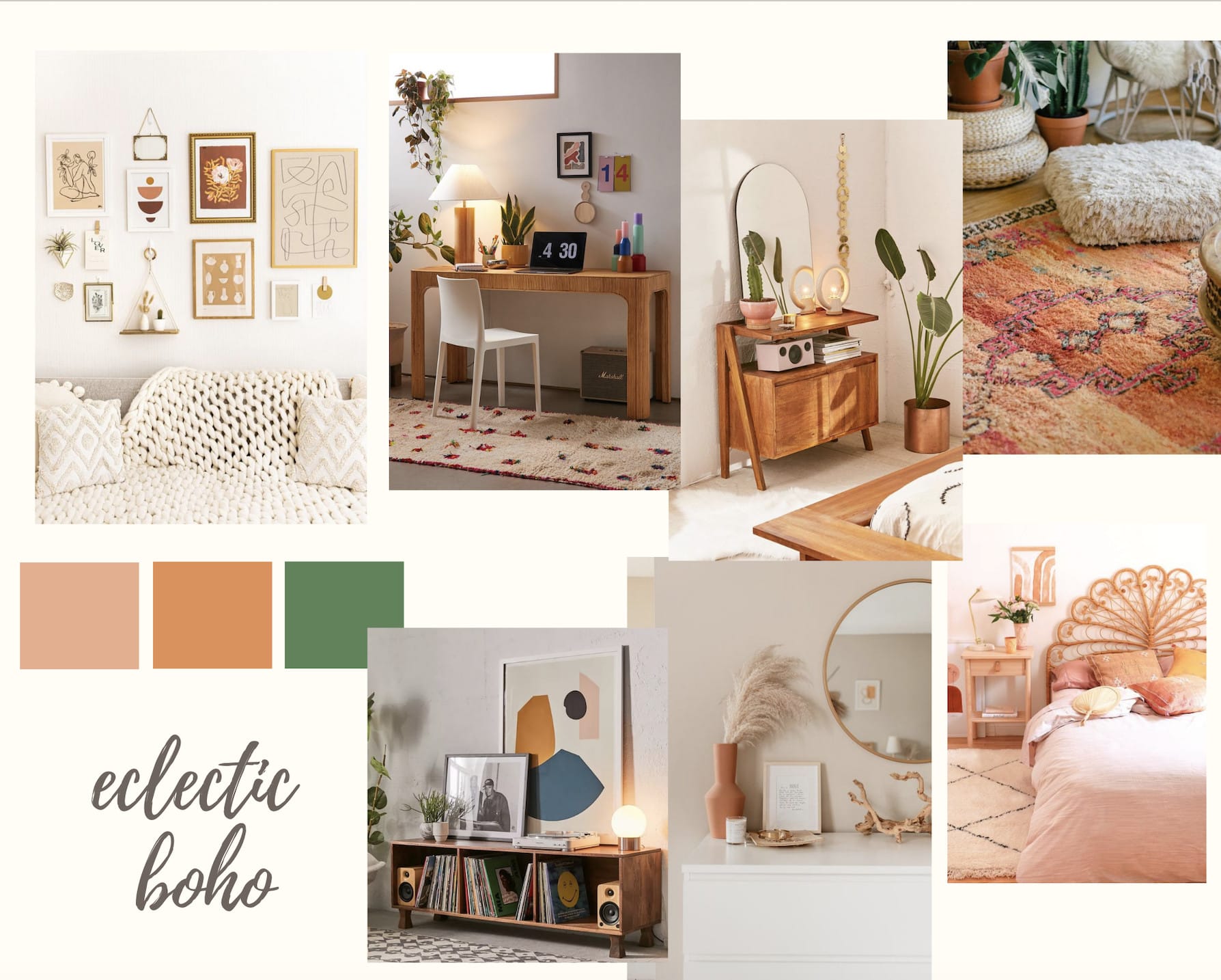 Create an interior design mood board and color scheme by