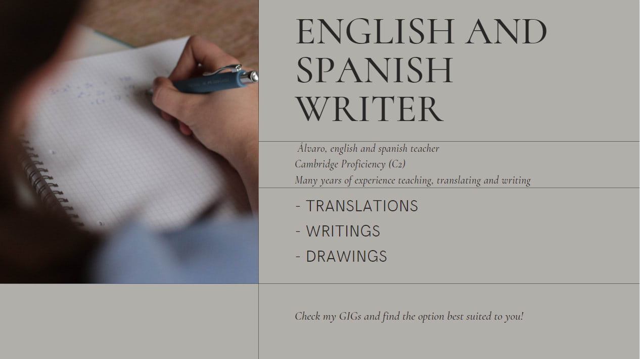 Write your story in spanish or english by Alvaro20  Fiverr