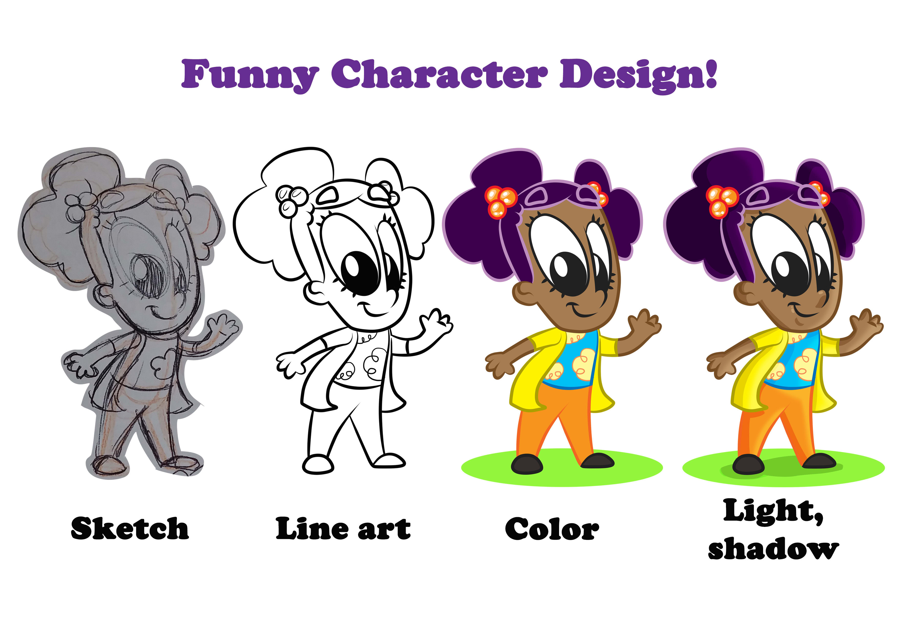 Draw character design in cartoon style by Michi_mart | Fiverr