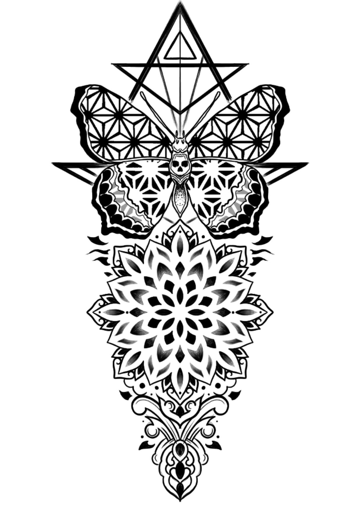 Draw an ornamental geometry tattoo design by Shabara_tattoo