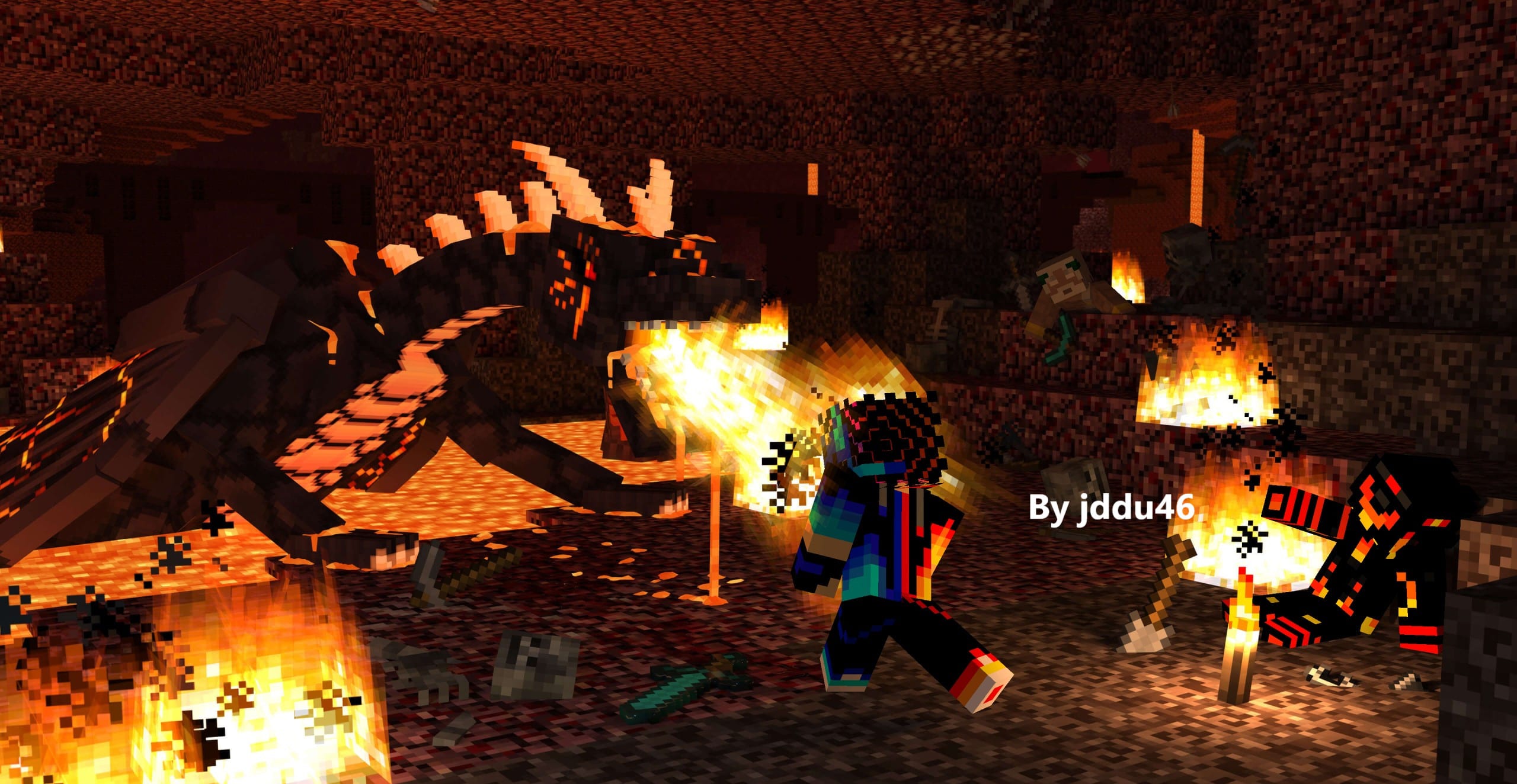 Do a minecraft wallpaper with your skin by Jddu46