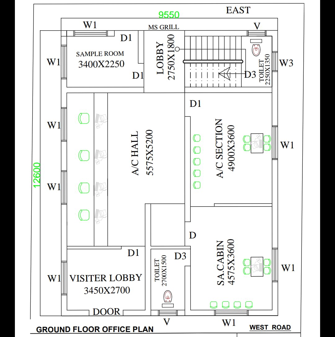 East face elevation of the house plan is given in this 2D Autocad