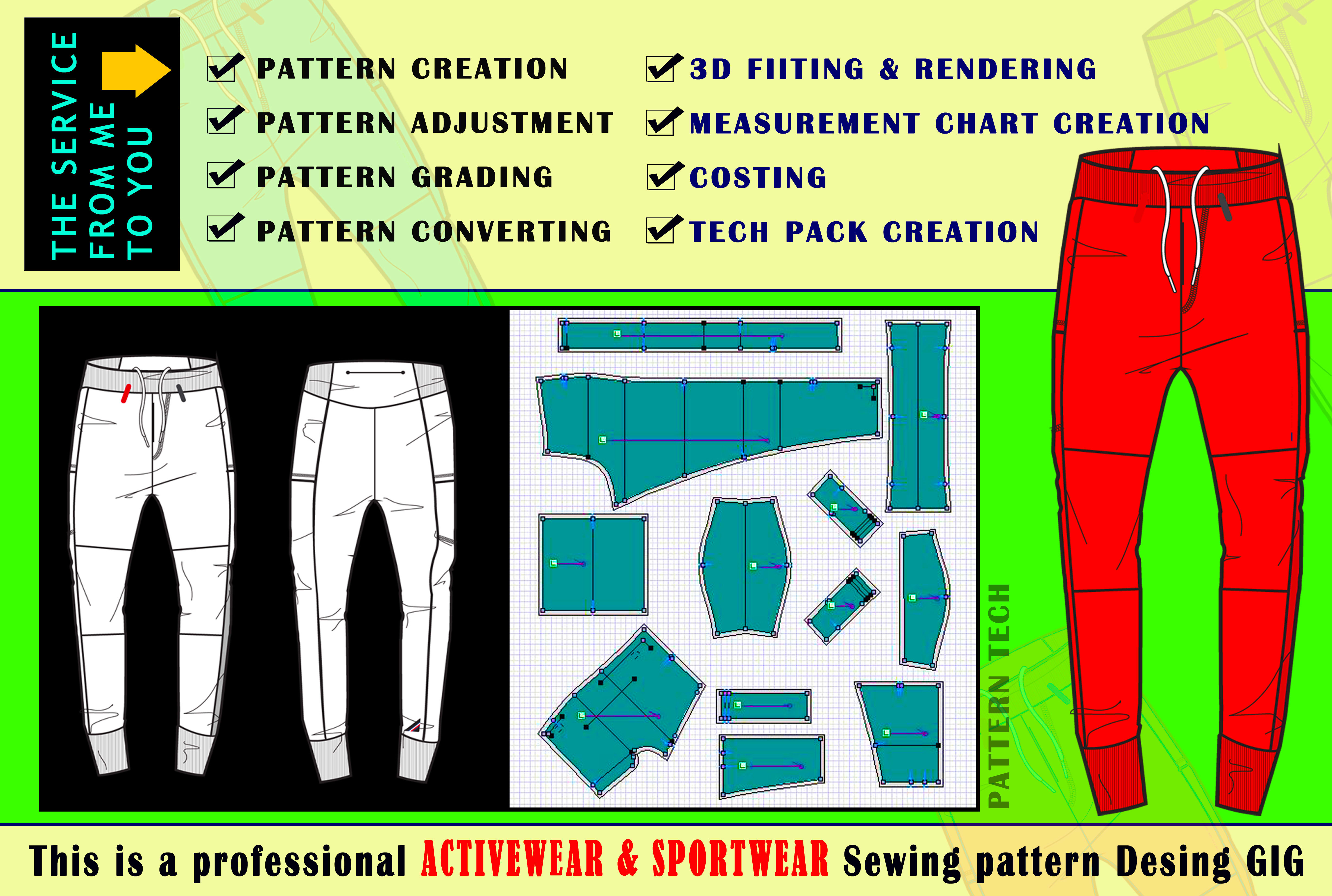 Design unique activewear and sportswear sewing patterns with 3d fitting by  Pattern_tech