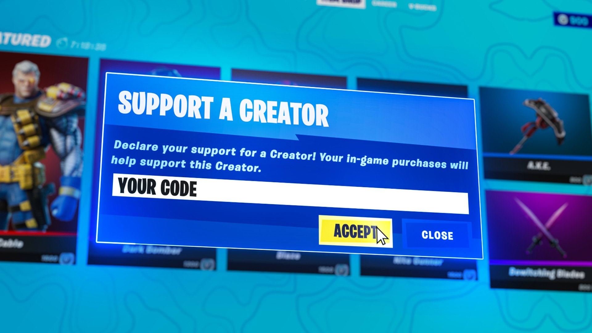 Fortnite removes Support a Creator code from the Item shop