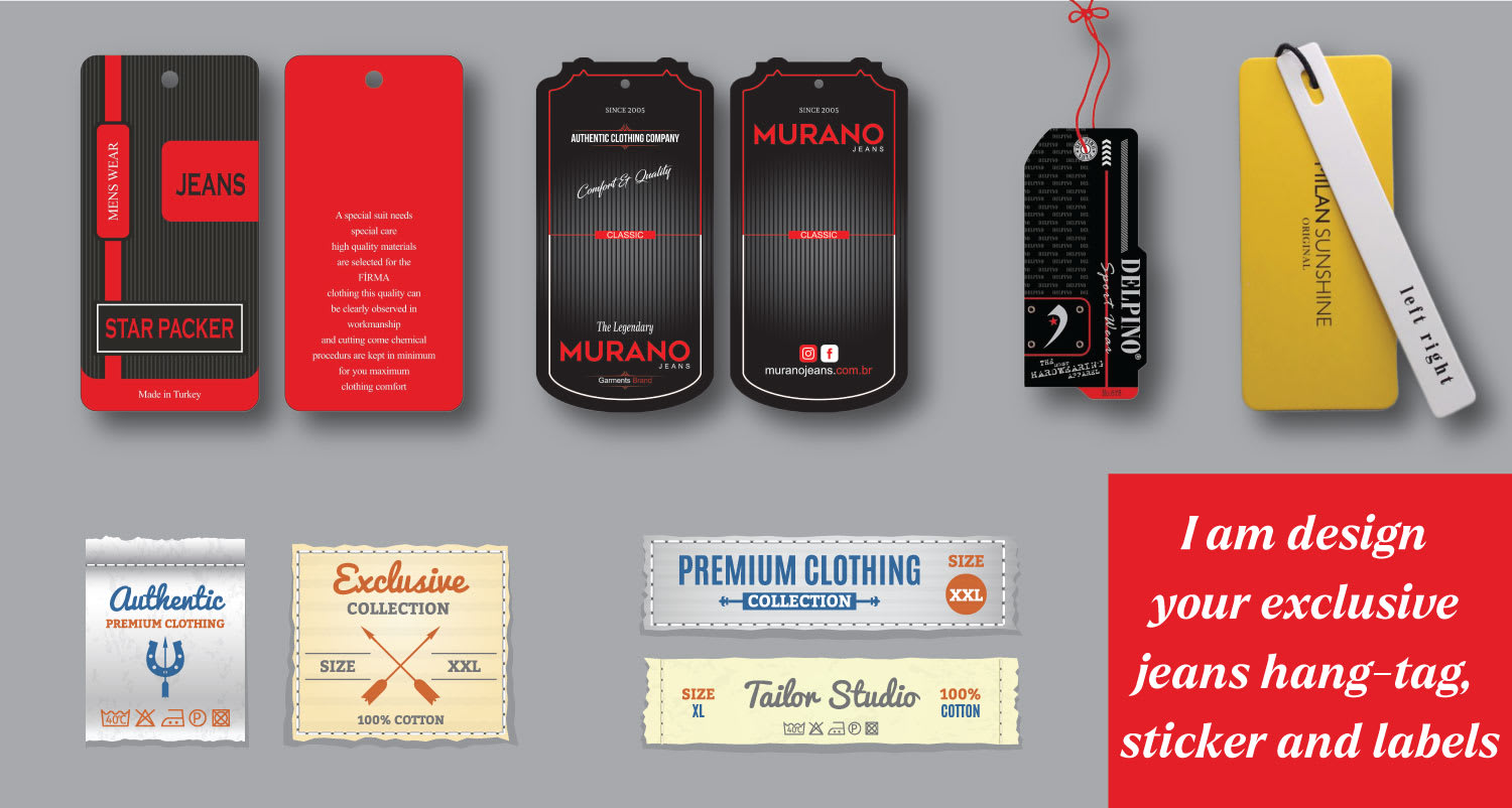Design your awesome jeans hangtag and labels by Mujahidmiraz