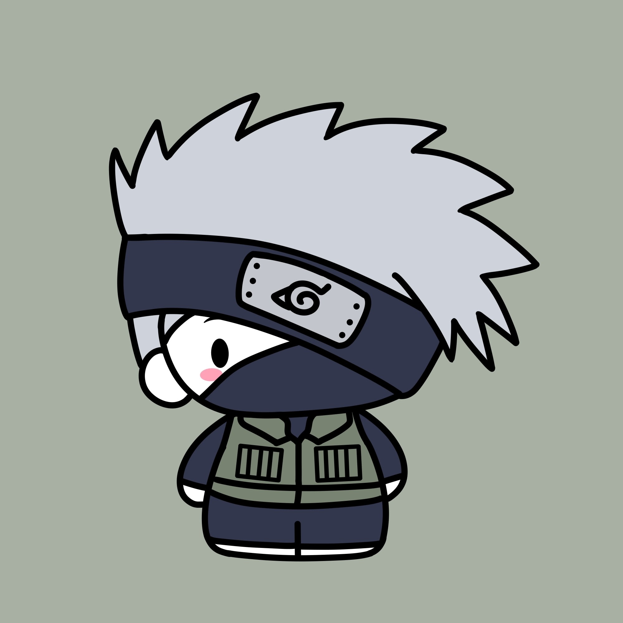 Kakashi hatake in cute chibi anime style