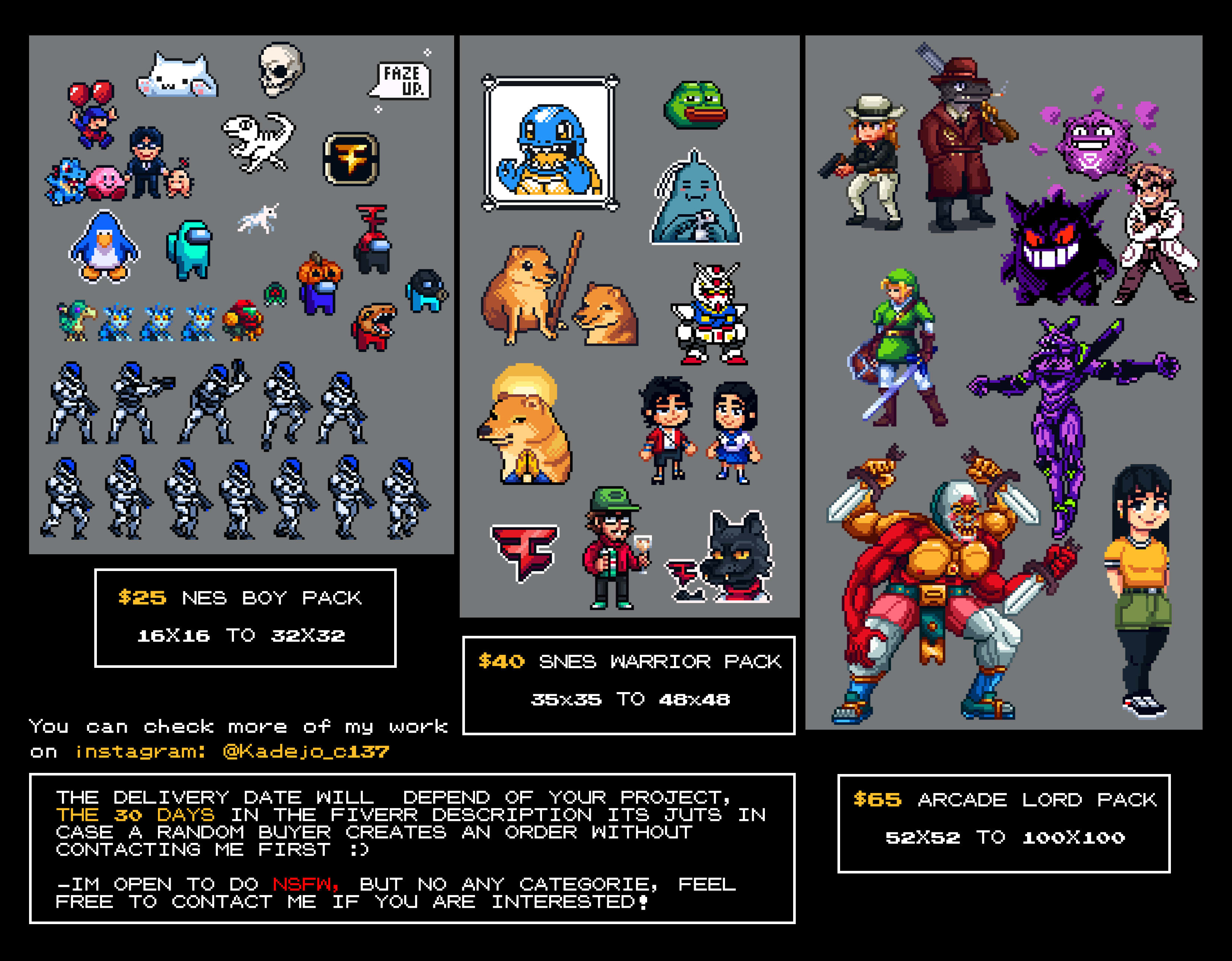 OC] Some more 32x32 characters : PixelArt