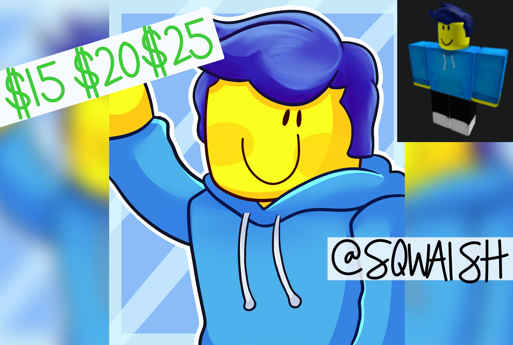 Draw your roblox avatar, roblox character by Sqwaish