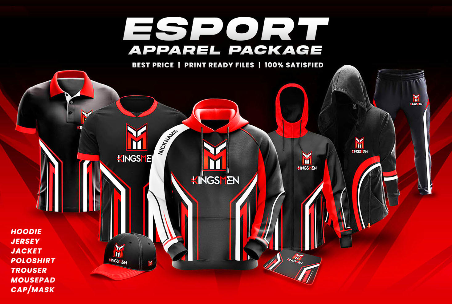 design an esports jersey, hoodie, jacket package