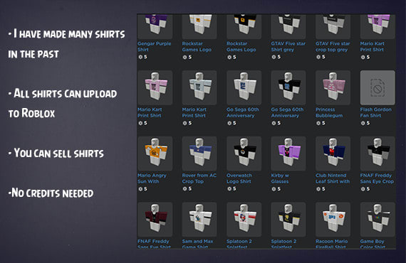 Make You 10 Graphic T Shirts Of Your Choice On Roblox By Aaronaaron1239 Fiverr - roblox freddy shirt