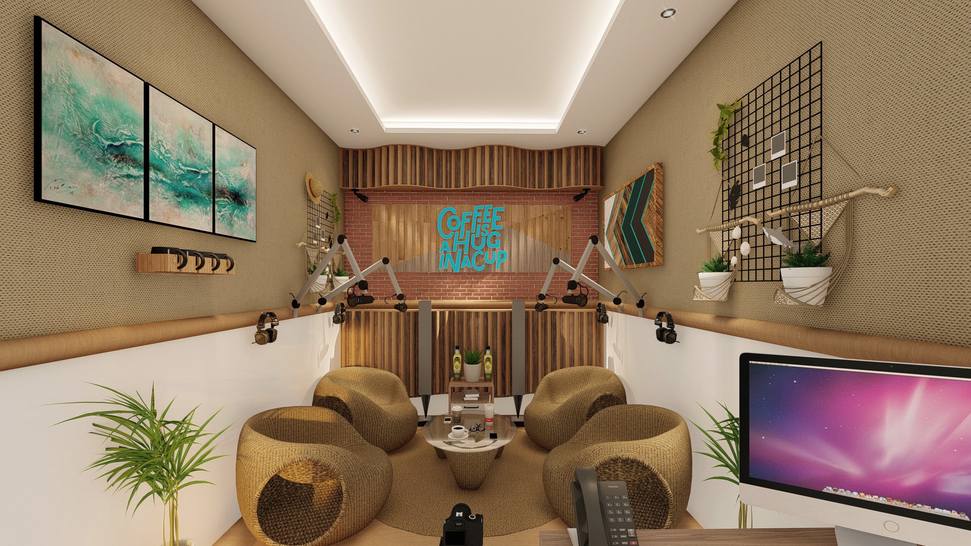 Design and 3d render for your podcast room by Monoarch21 | Fiverr