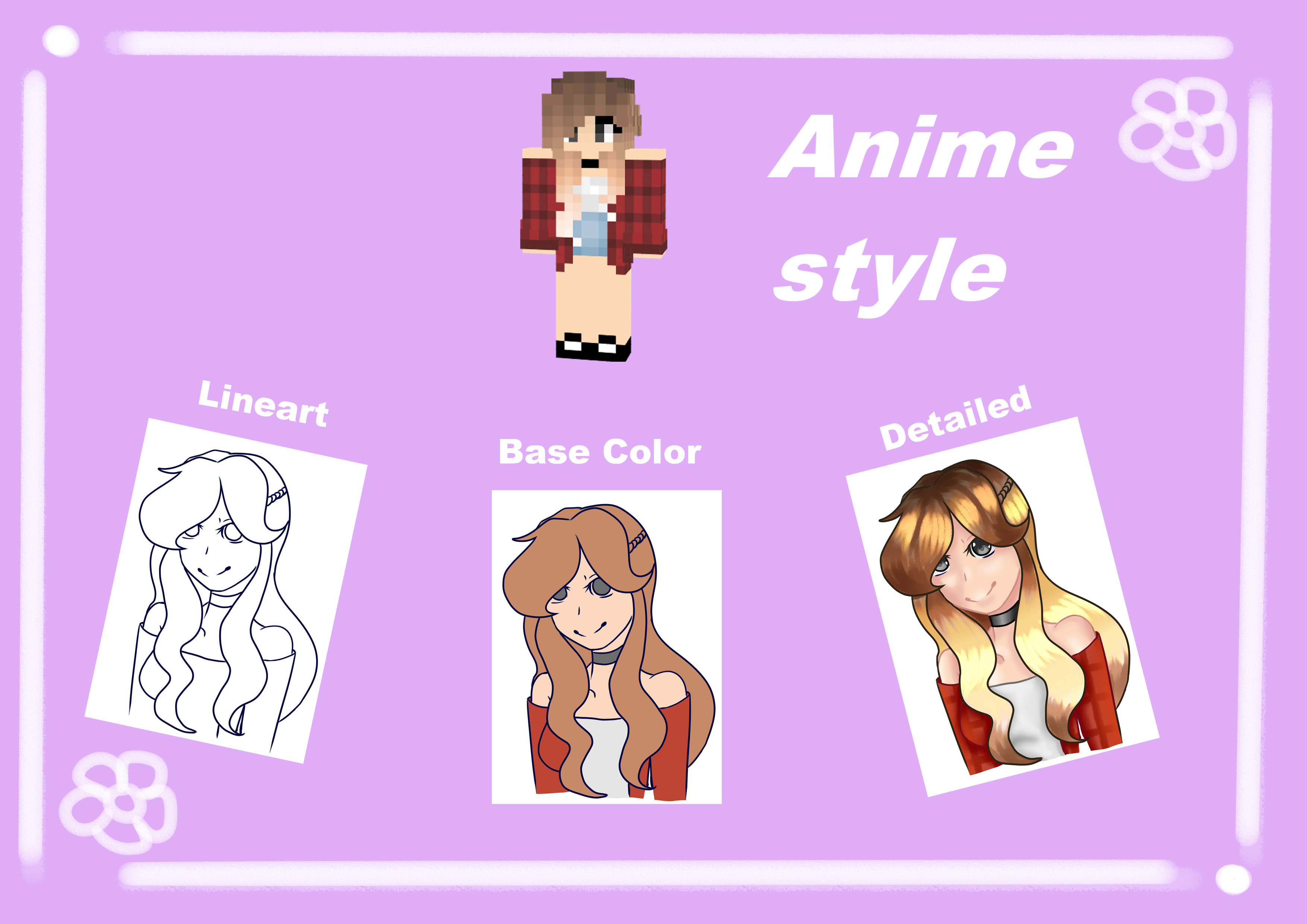 Draw Your Roblox Minecraft Or Other Games Oc Ir Avatar In Anime Style By Undercrafting Fiverr - roblox oc base