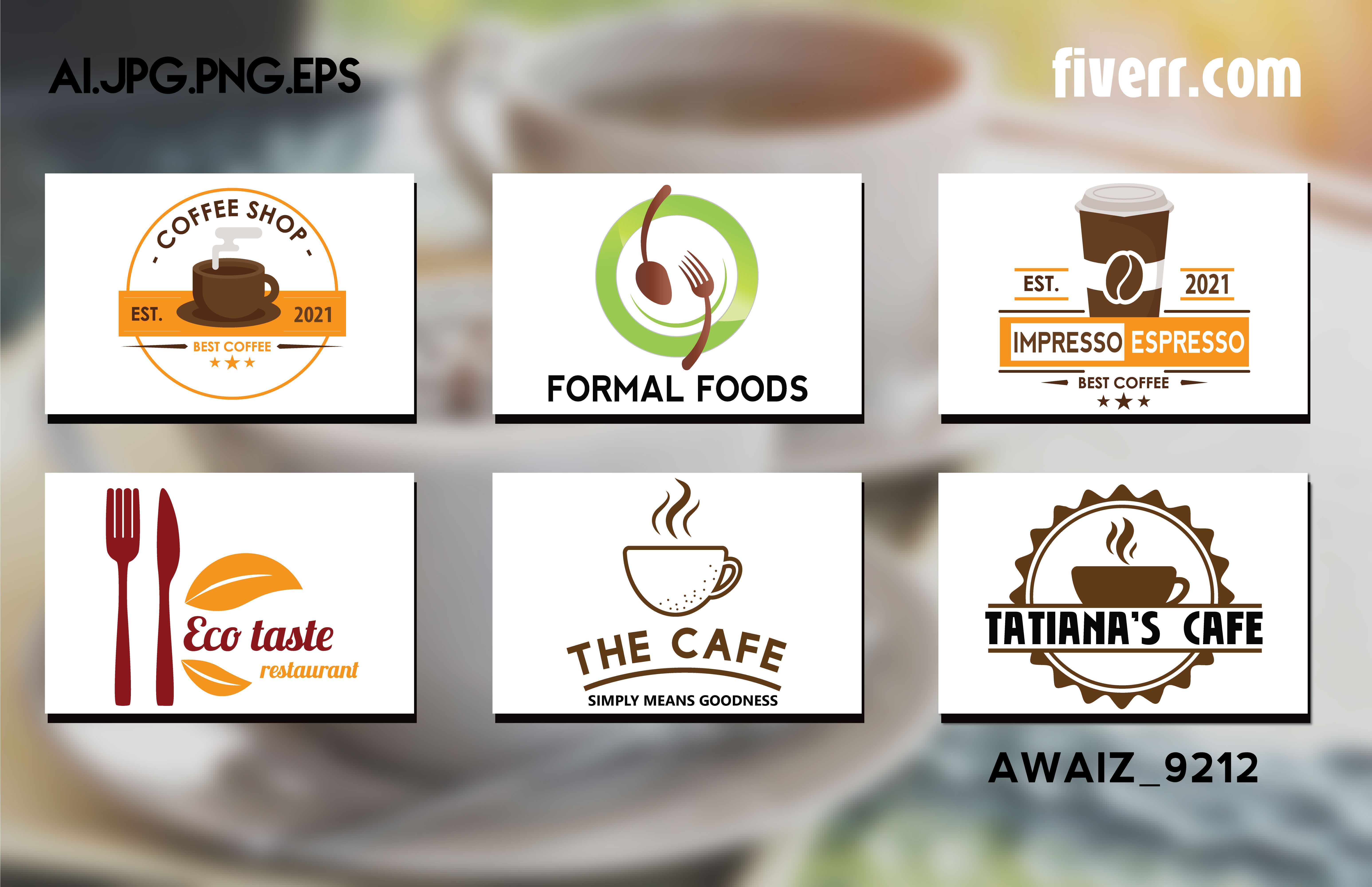 Design coffee shop restaurant bar, cafe bar cafeteria logo by Awaiz_9212 |  Fiverr