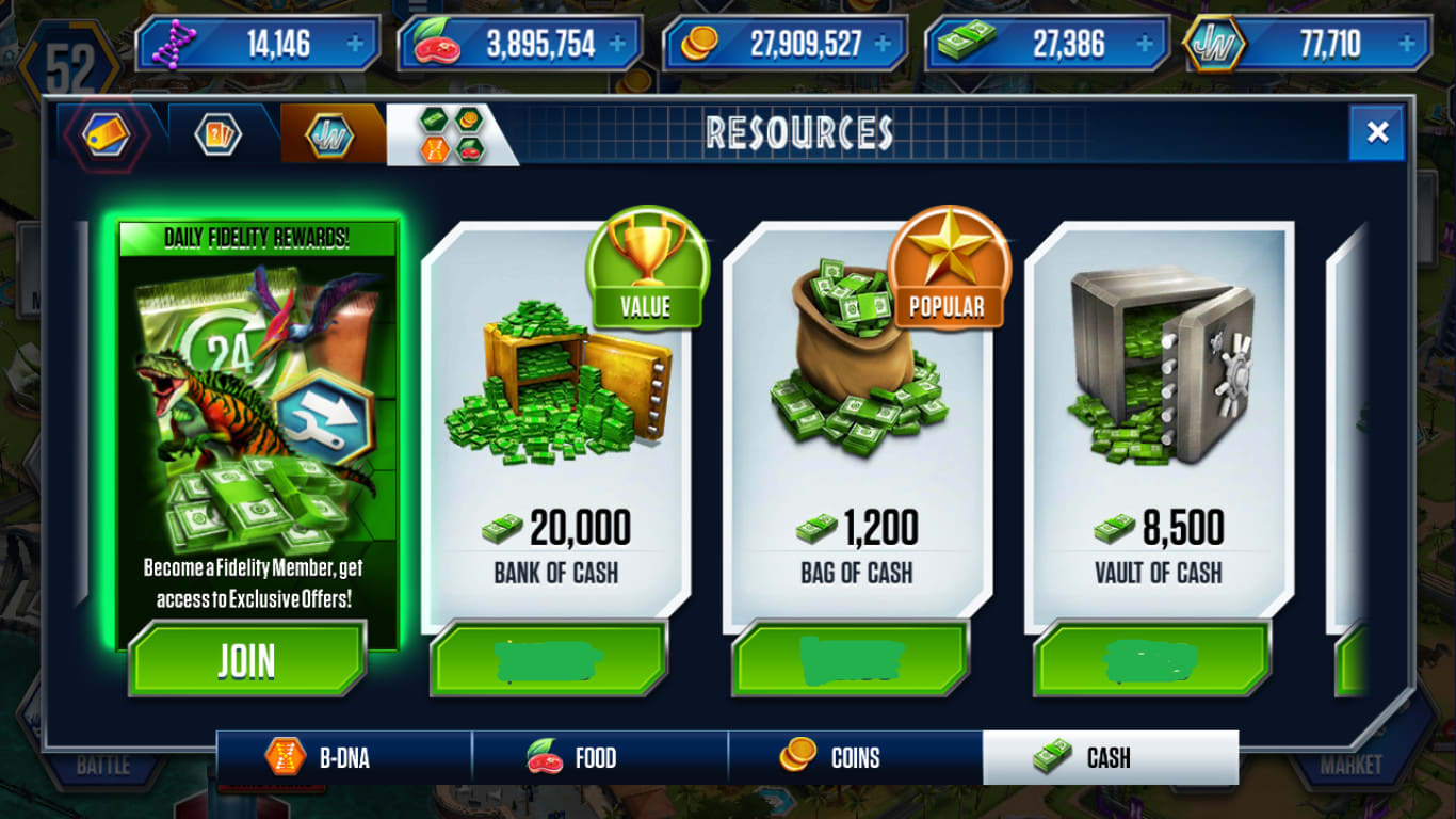 Top up 20 000 cash game android jurassic world the game by Mazqun | Fiverr