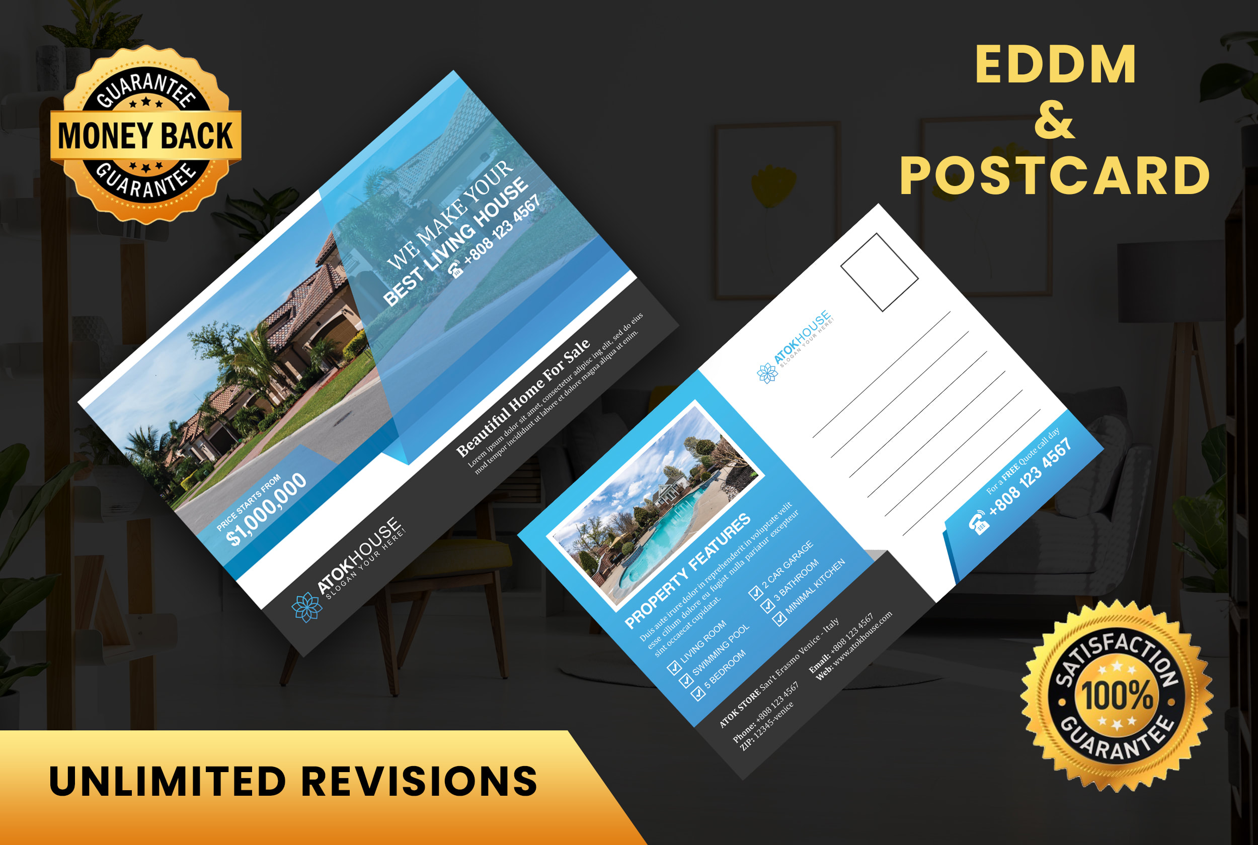 Design Modern Postcard And Direct Mail Eddm Postcard In 24hrs By Nuralam