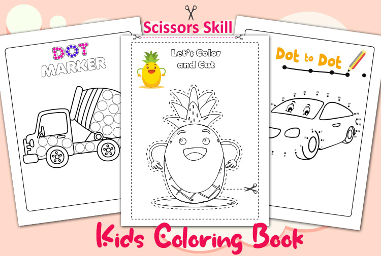 Make scissors skill dot marker coloring book pages for kdp