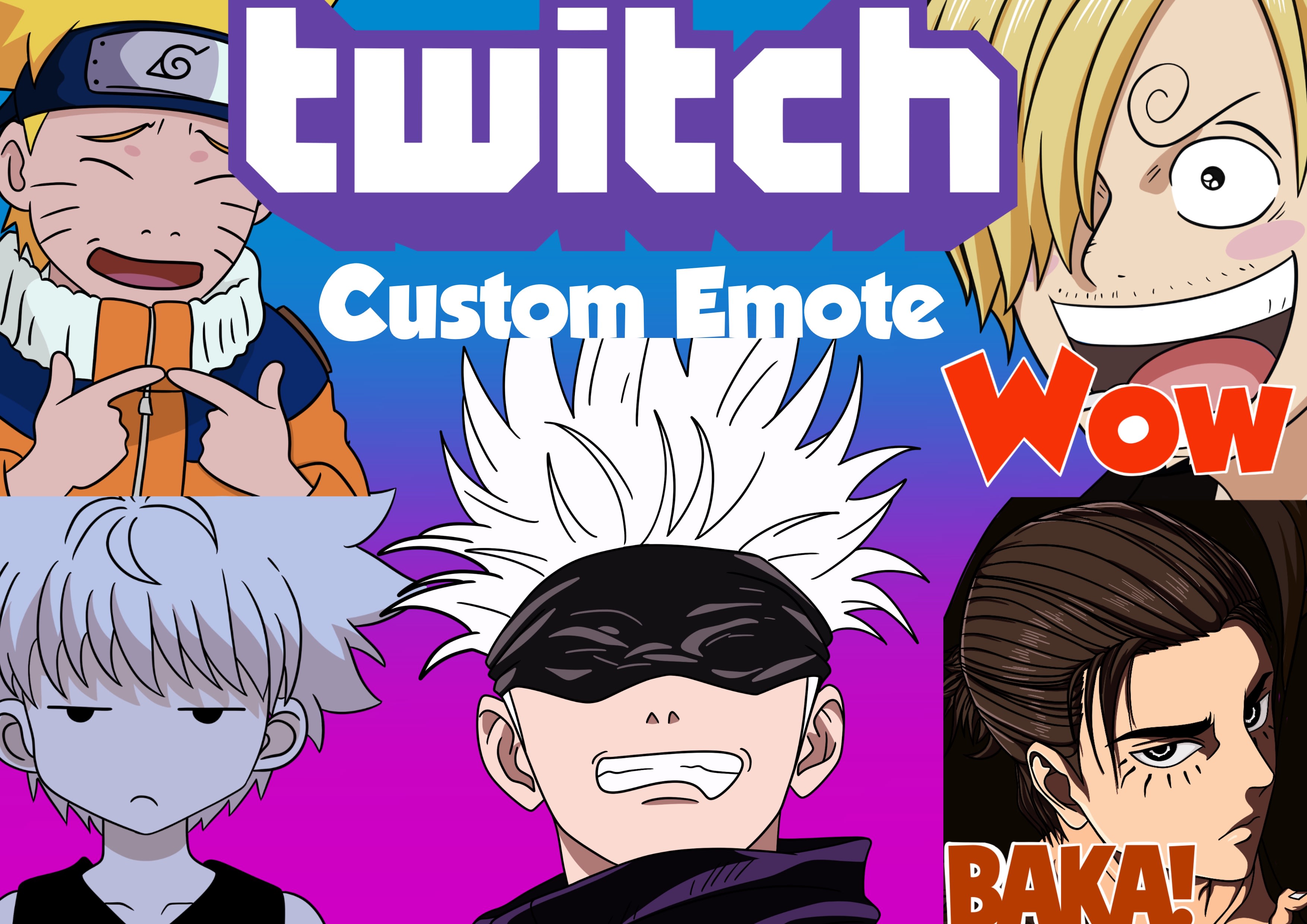 Create anime chibi twitch emotes and sub badges by Nikendesy  Fiverr