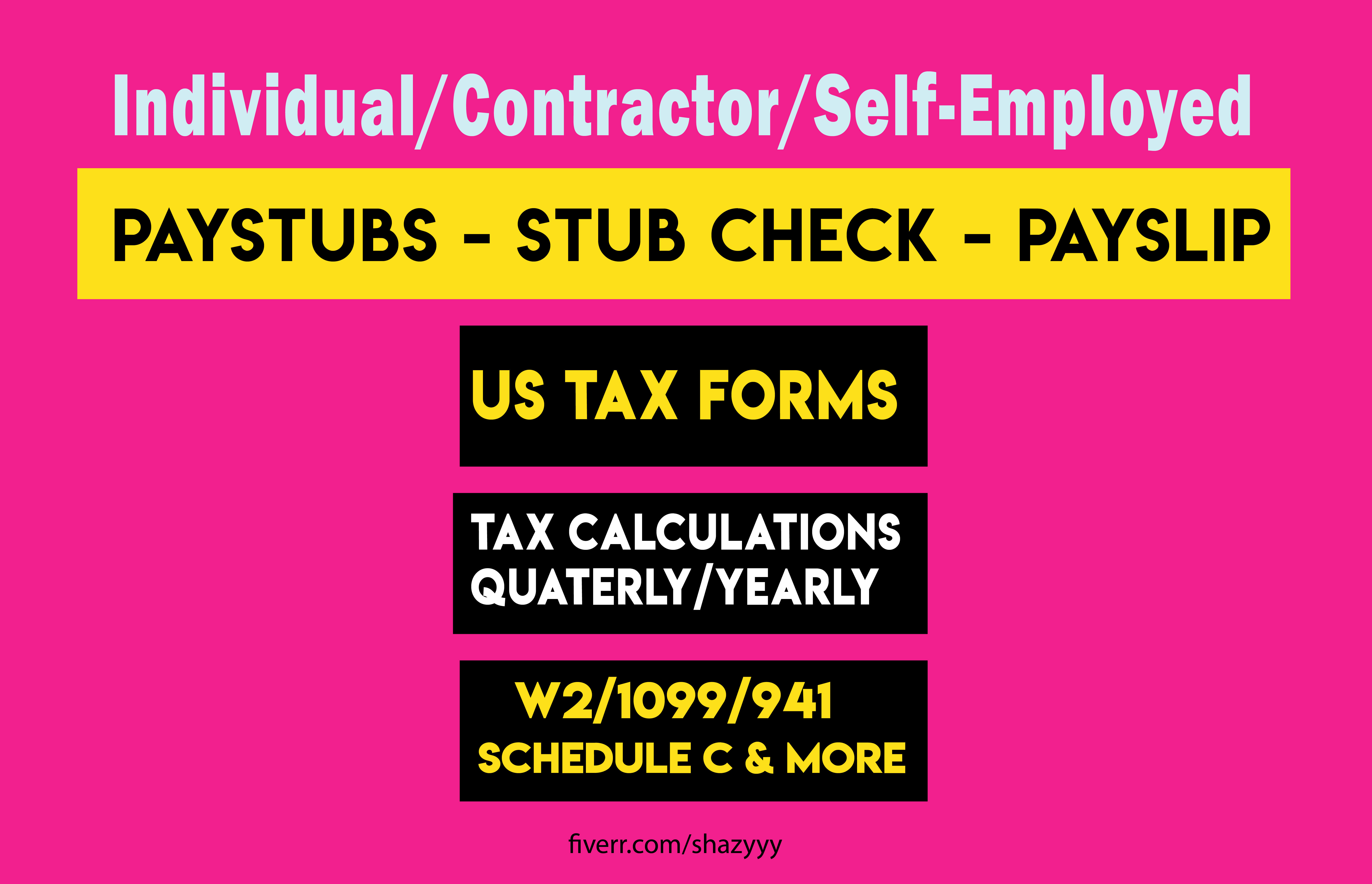 Prepare Paystub W2 1099 940 941 1099 1040 Forms By Shazyyy Fiverr