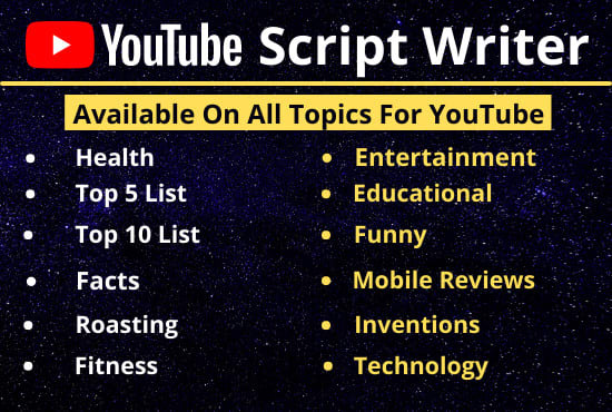 Do youtube script writing or be your video script writer by Youtubecreator2  | Fiverr