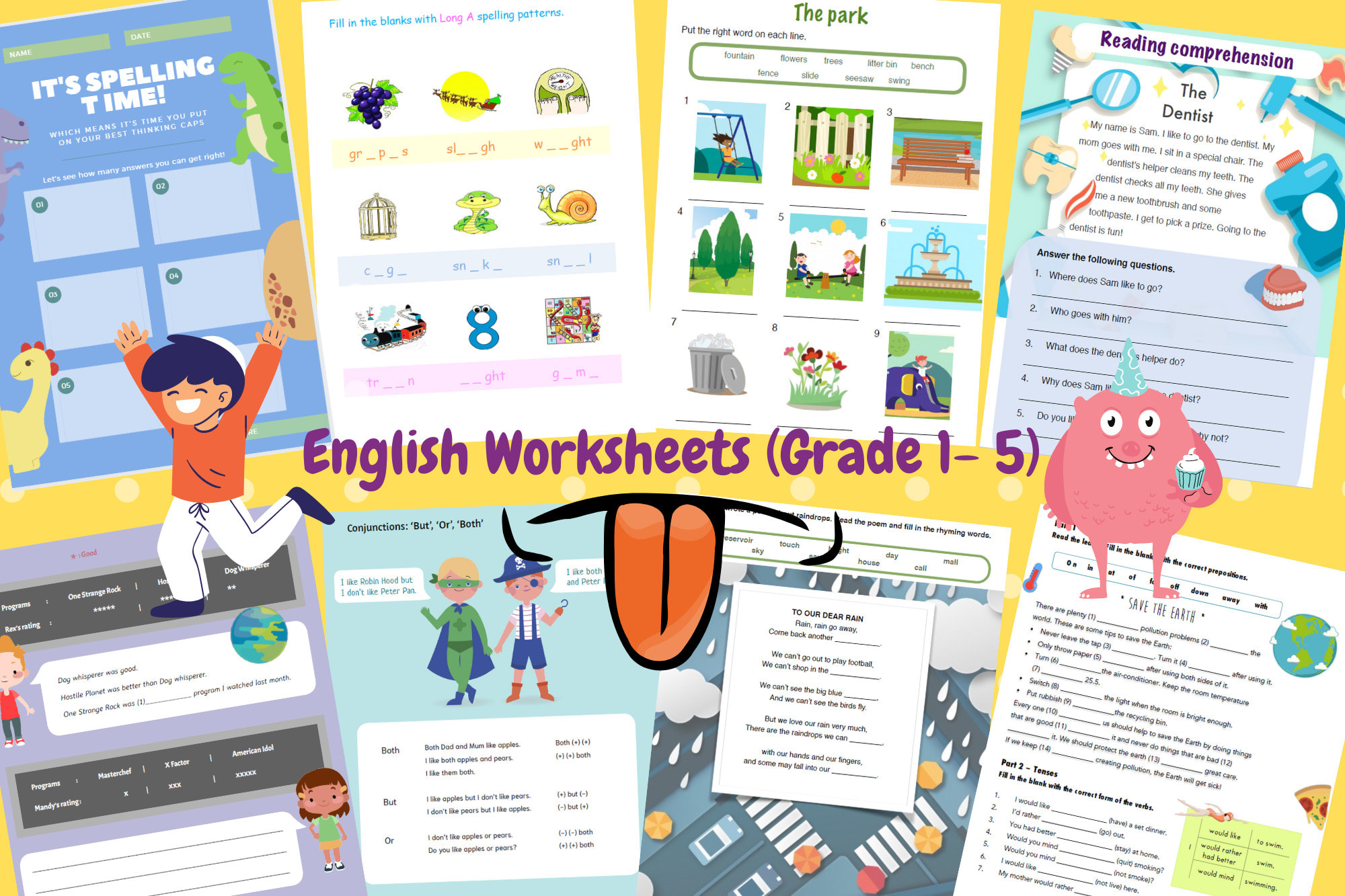 create english worksheets for students grade 1 through 5 by tarimisu fiverr