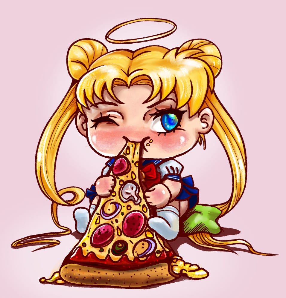 Draw your character here as a cute chibi eating pizza by Dberbin ...