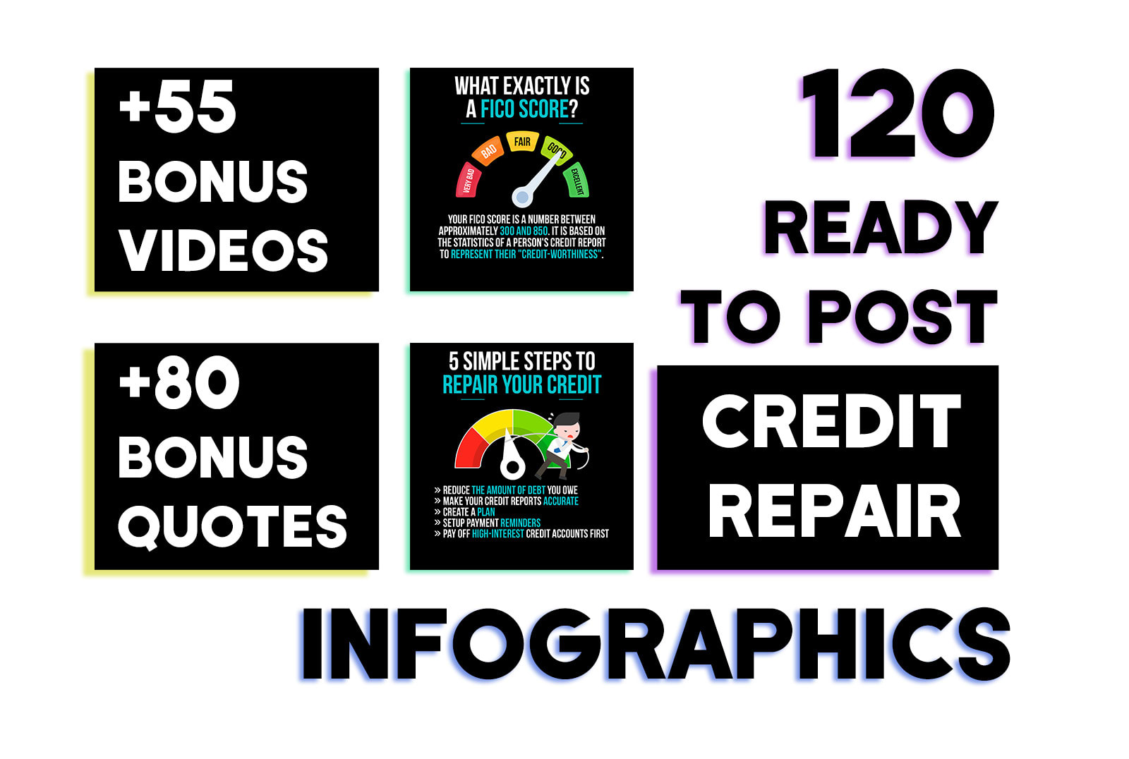 Do 200 Credit Repair Infographics For Instagram And 55 Video By Plr Maker Fiverr
