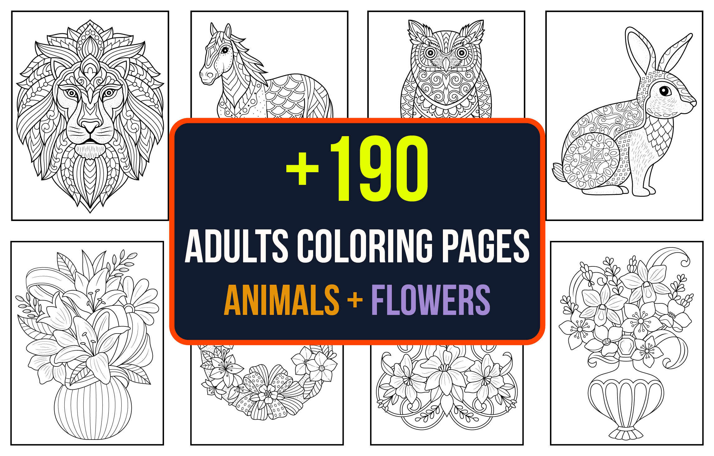 Send you 200 printable coloring pages of flowers and animals ...