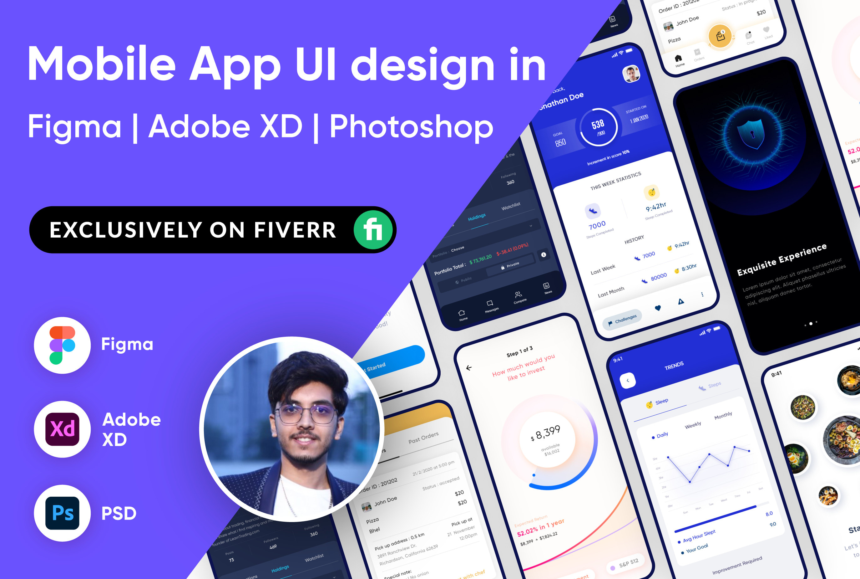 Download Do Mobile App Ui Ux Design Or Mockup In Figma Adobe Xd Psd By Harsh Changela Fiverr