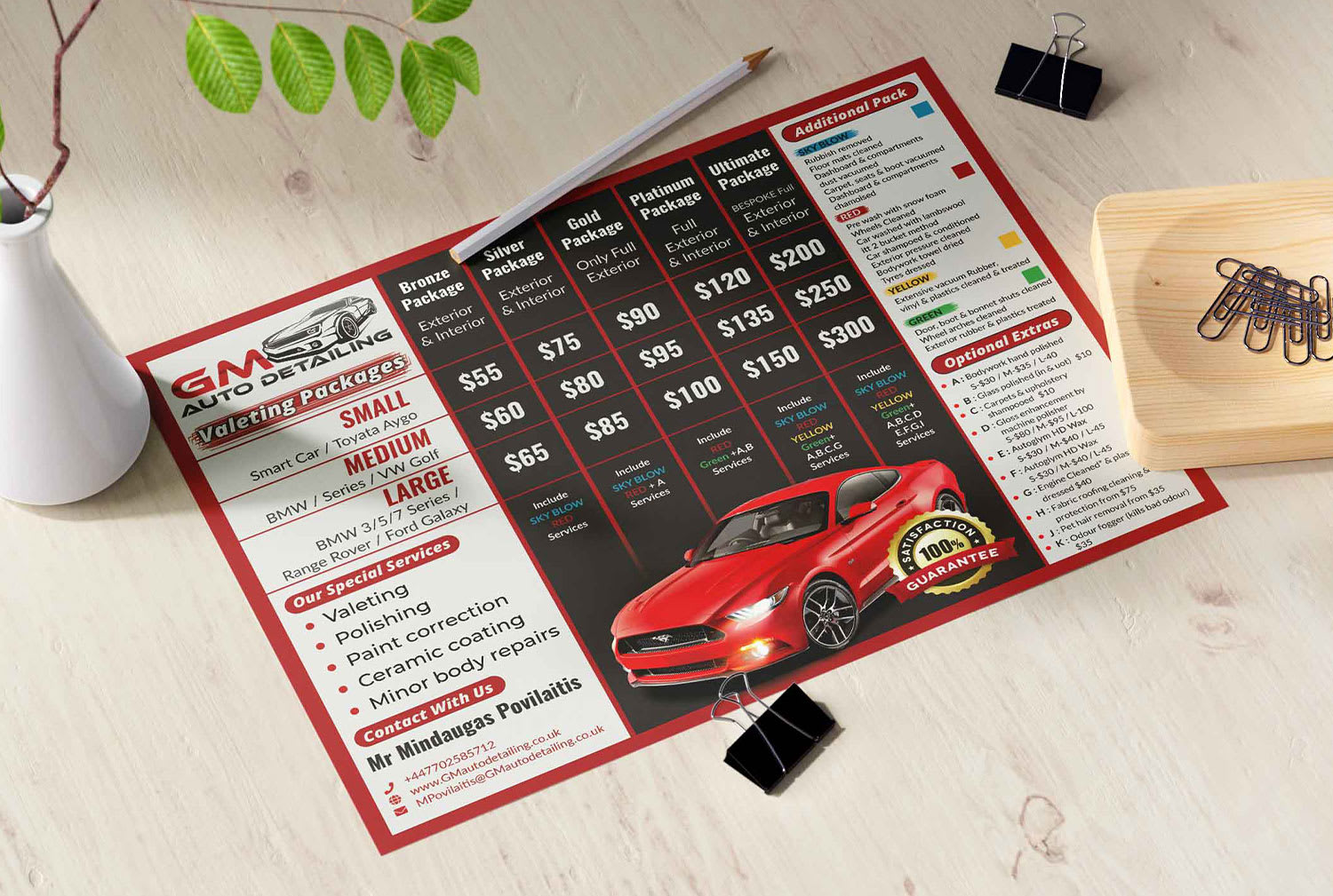 Free Modern Car Detailing Price List template to design