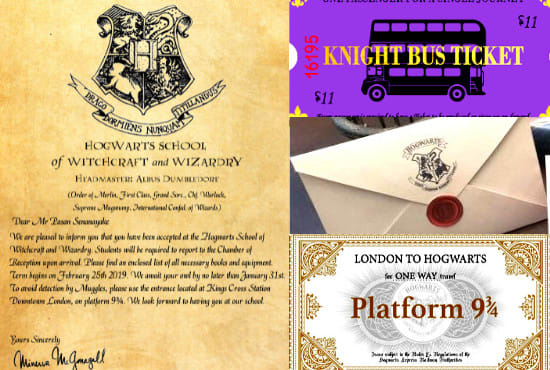 CUSTOMIZABLE Hogwarts Acceptance Letter gift for Harry Potter Fans Train Ticket 