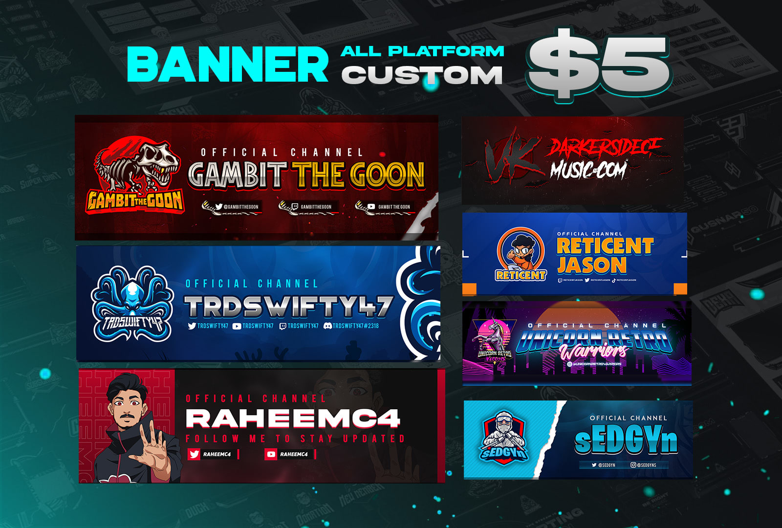 Custom Twitter Banner / high quality Twitch Banner / YouTube Banner