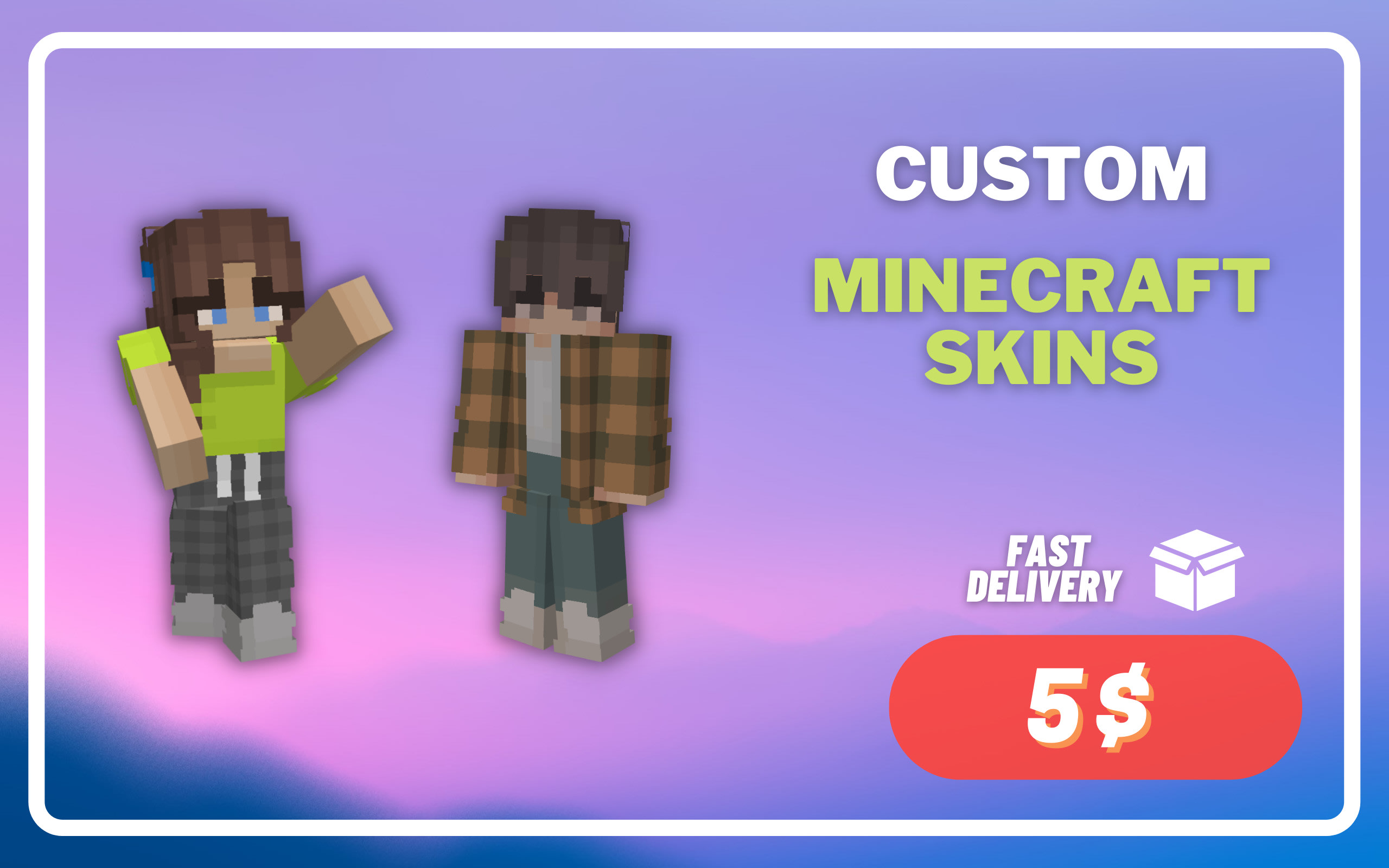 make 20 custom minecraft skin render