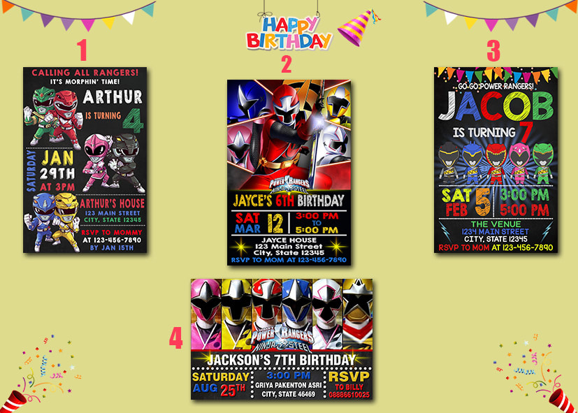 Invitaciones De Cumpleaños De Los Power Rangers