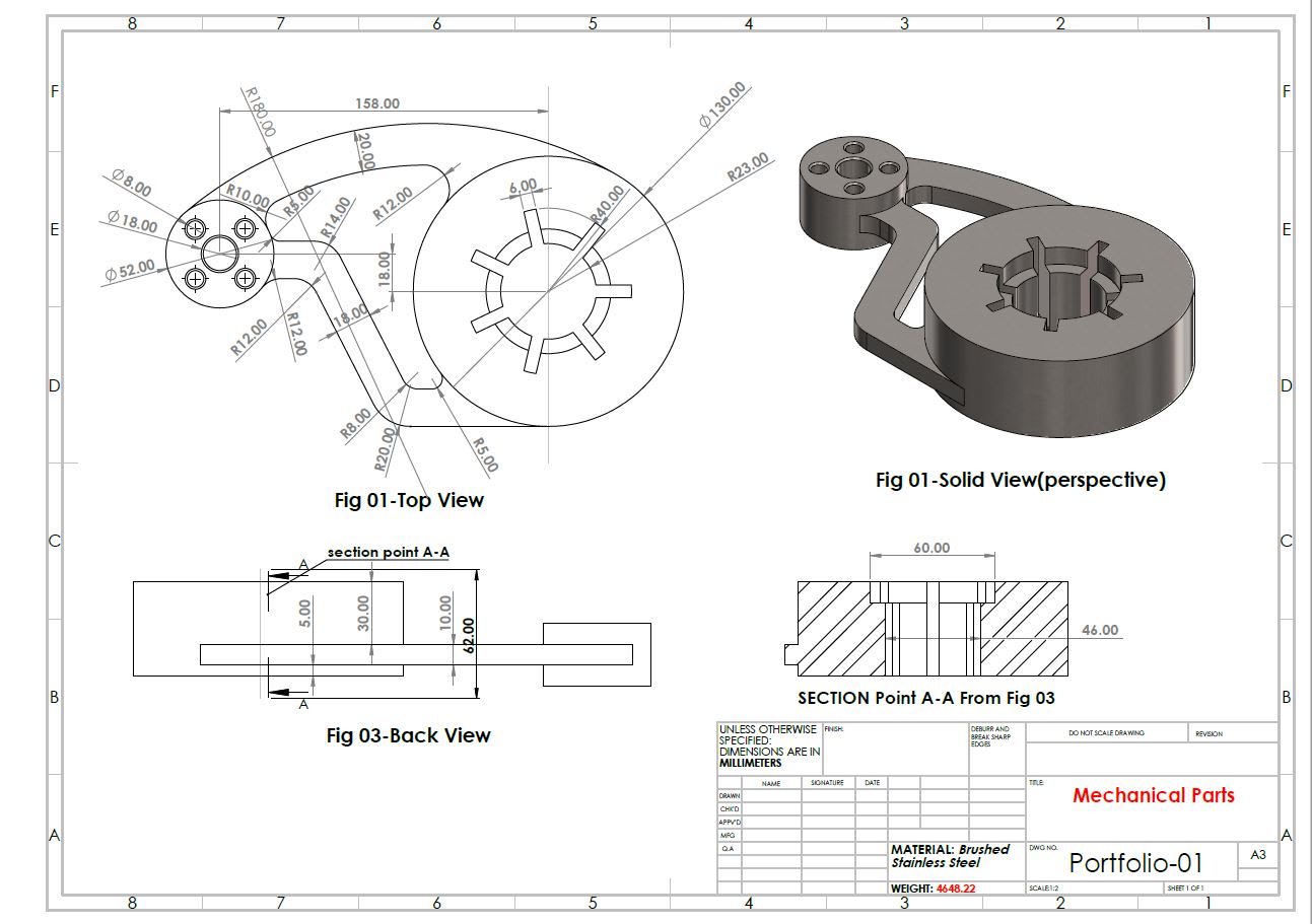 Fornire disegni tecnici 3d e 2d utilizzando solidworks