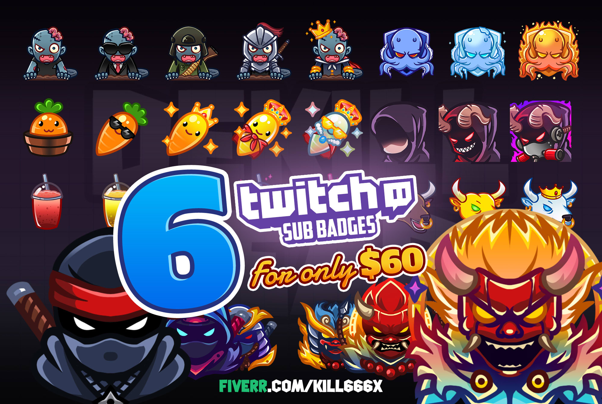 Create cool custom twitch sub badges by Kill666x