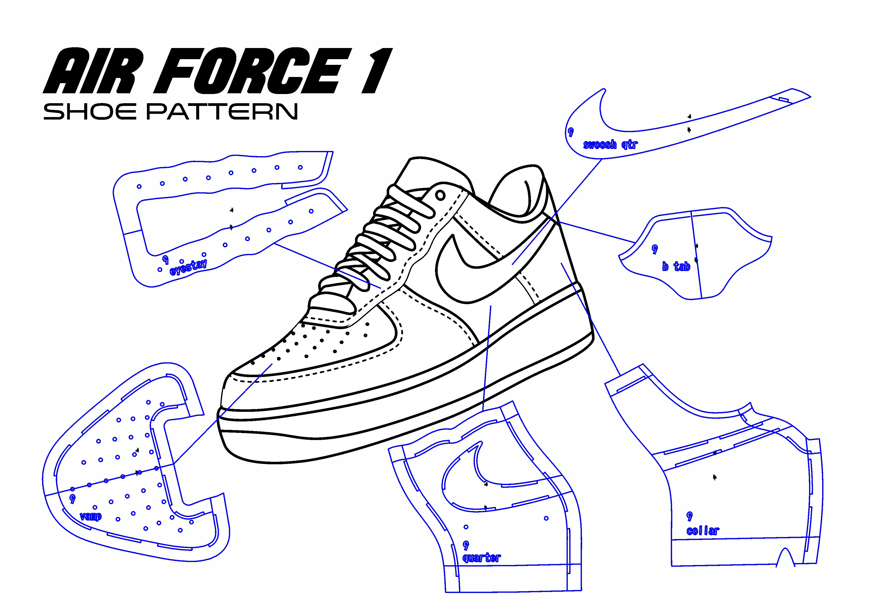 Nike Air Force 1 PSD Shoe Template