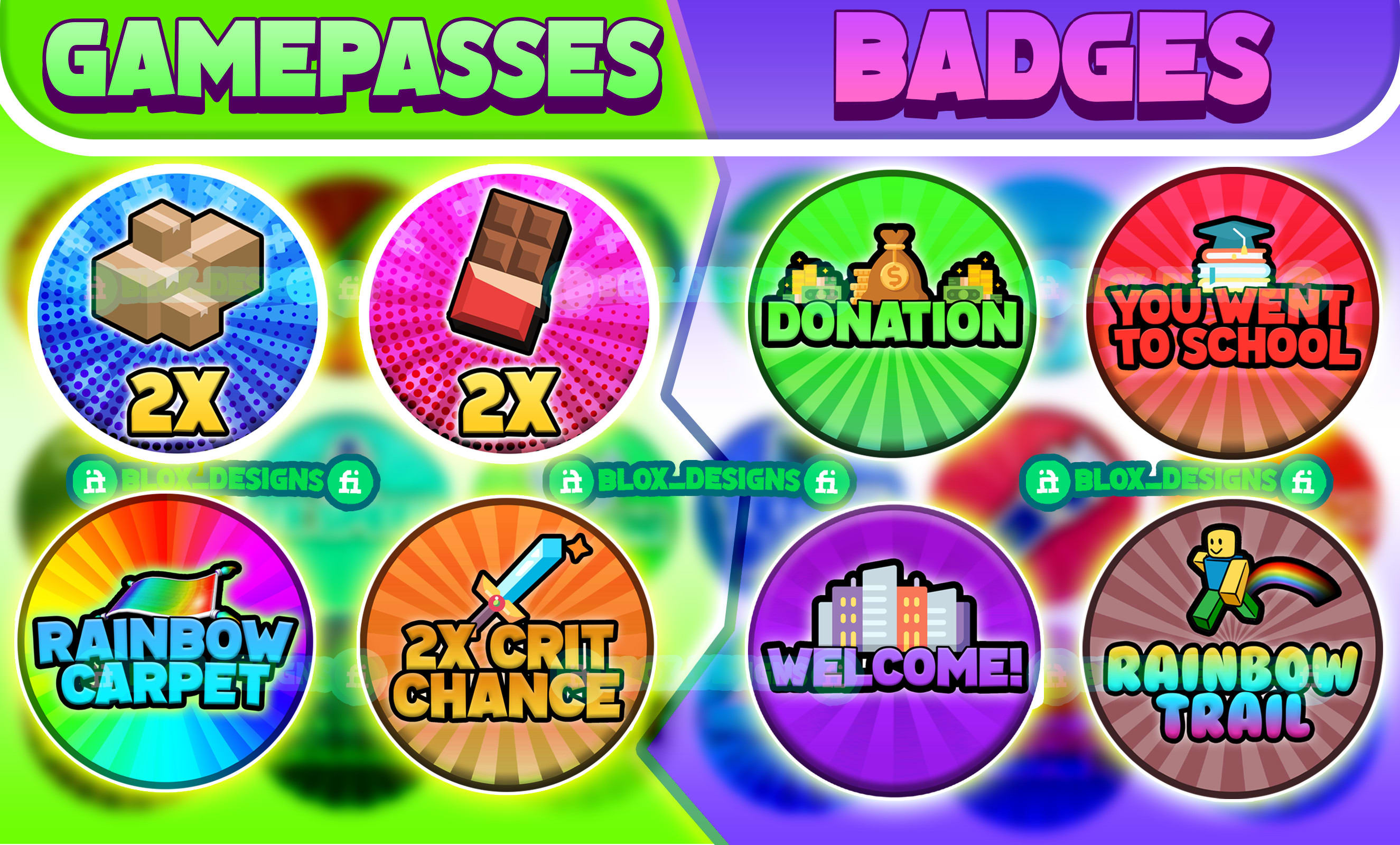 Create roblox gamepass and badge icons for your roblox game by Blox_designs