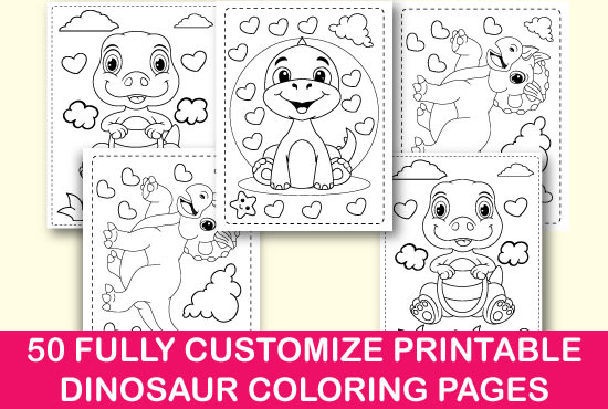 Download Give You 50 Printable Dinosaur Coloring Pages For Amazon Kdp By Sojib8441 Fiverr
