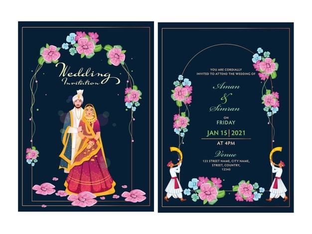 Design customised wedding invitation with couple caricatures by  Roopalbhatnagar | Fiverr