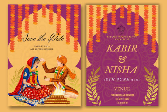 Design indian wedding card invitation by Anshu1305 | Fiverr