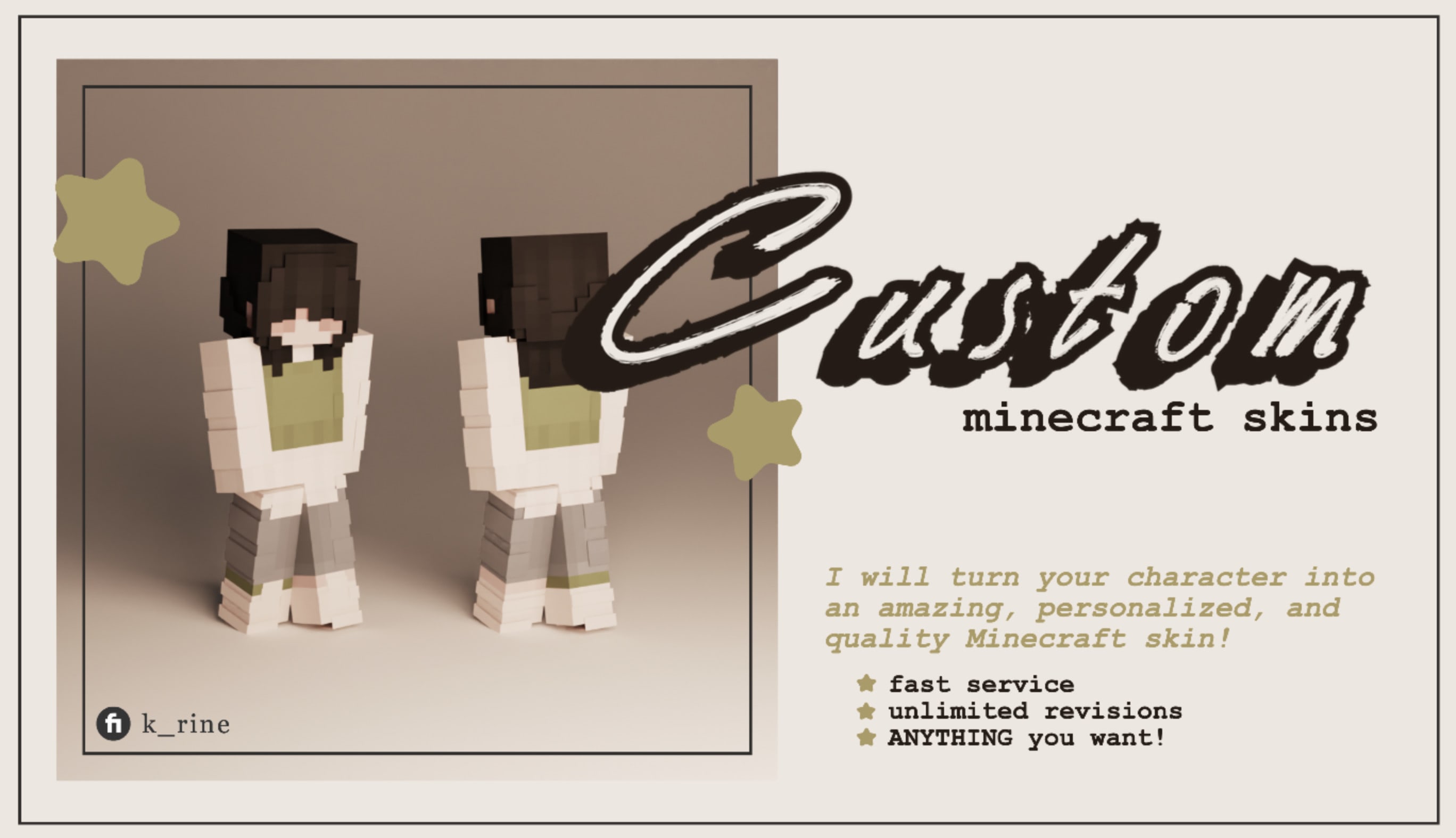 Design your custom minecraft skin by K_rine | Fiverr