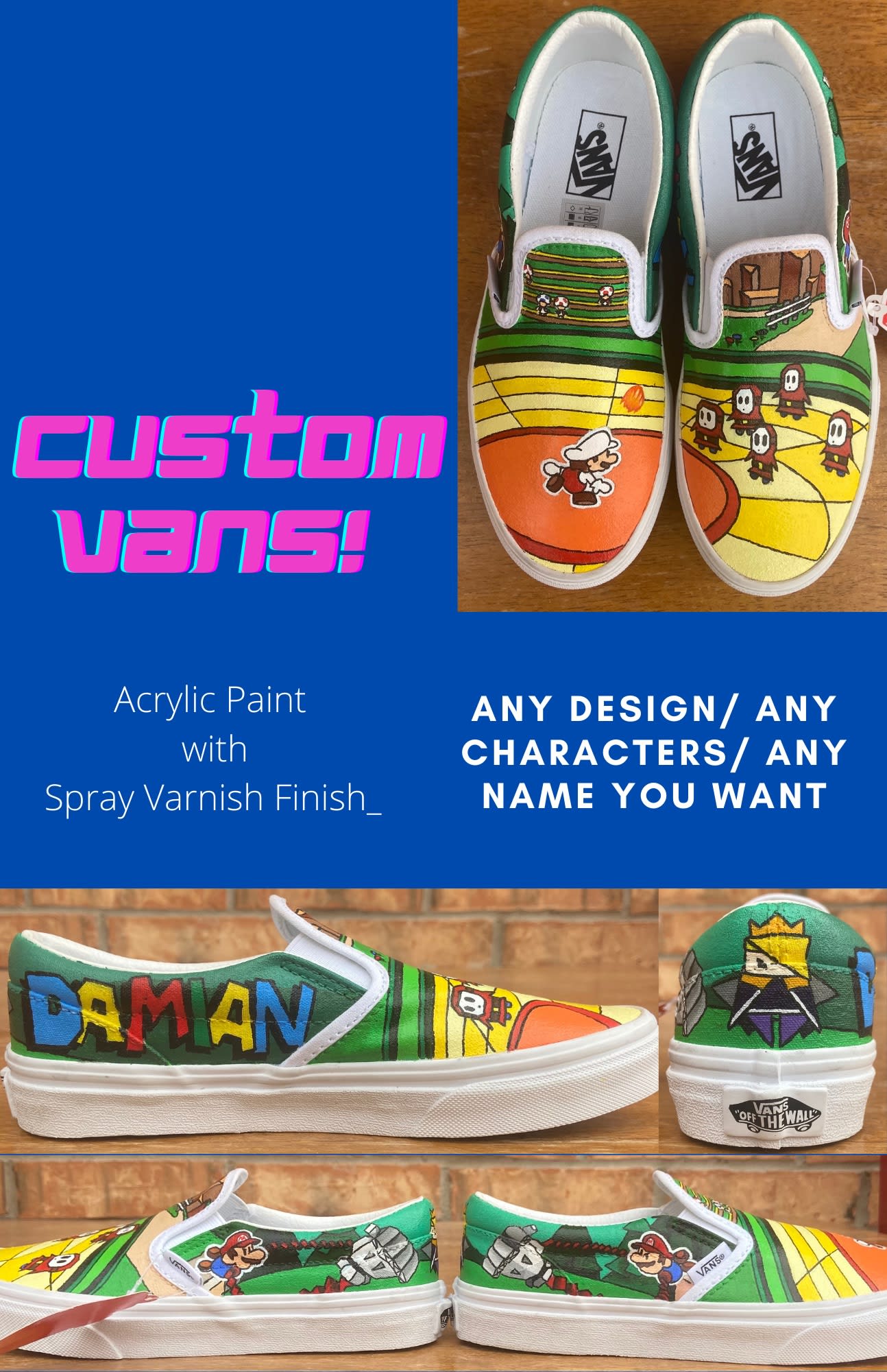 Custom hand painted vans shoes by Aaronsike Fiverr
