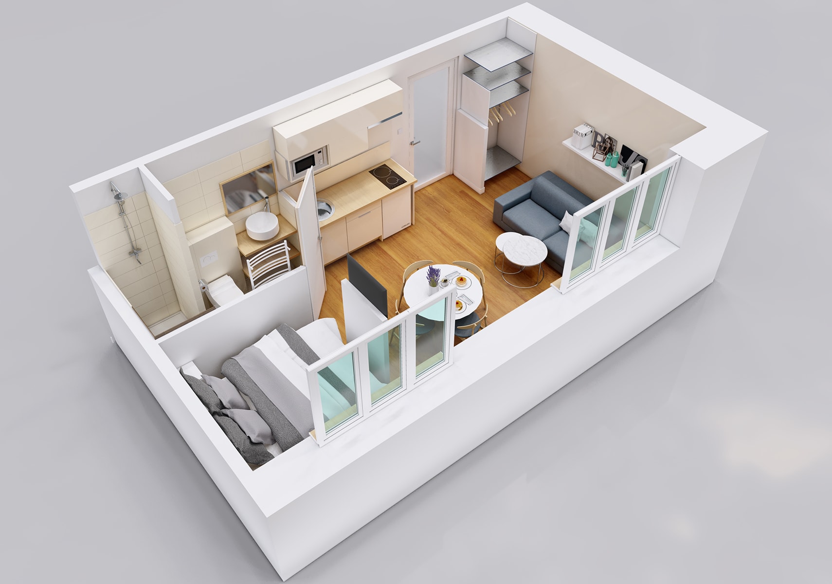 3d Studio Apartment Floor Plans