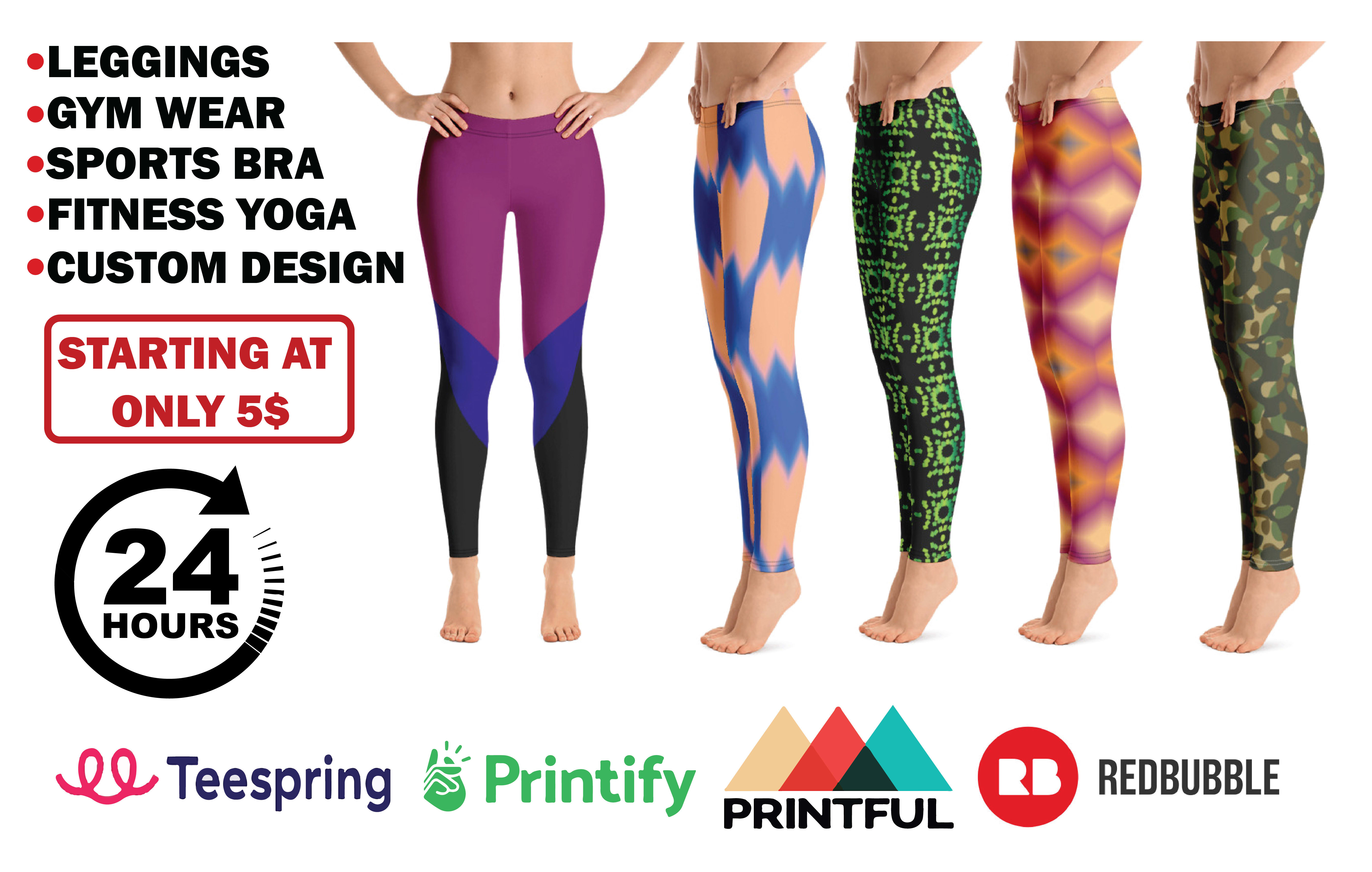 Design custom and trendy leggings, sports bra, yoga pants, jogger