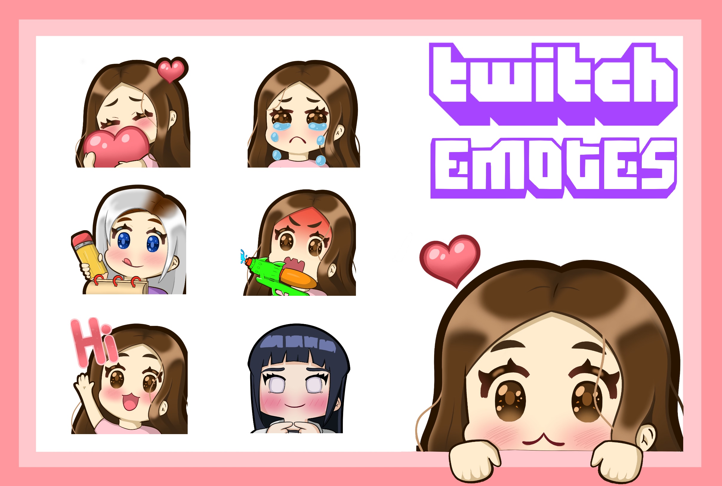Draw cute chibi emotes for your twitch by Sutsuno | Fiverr