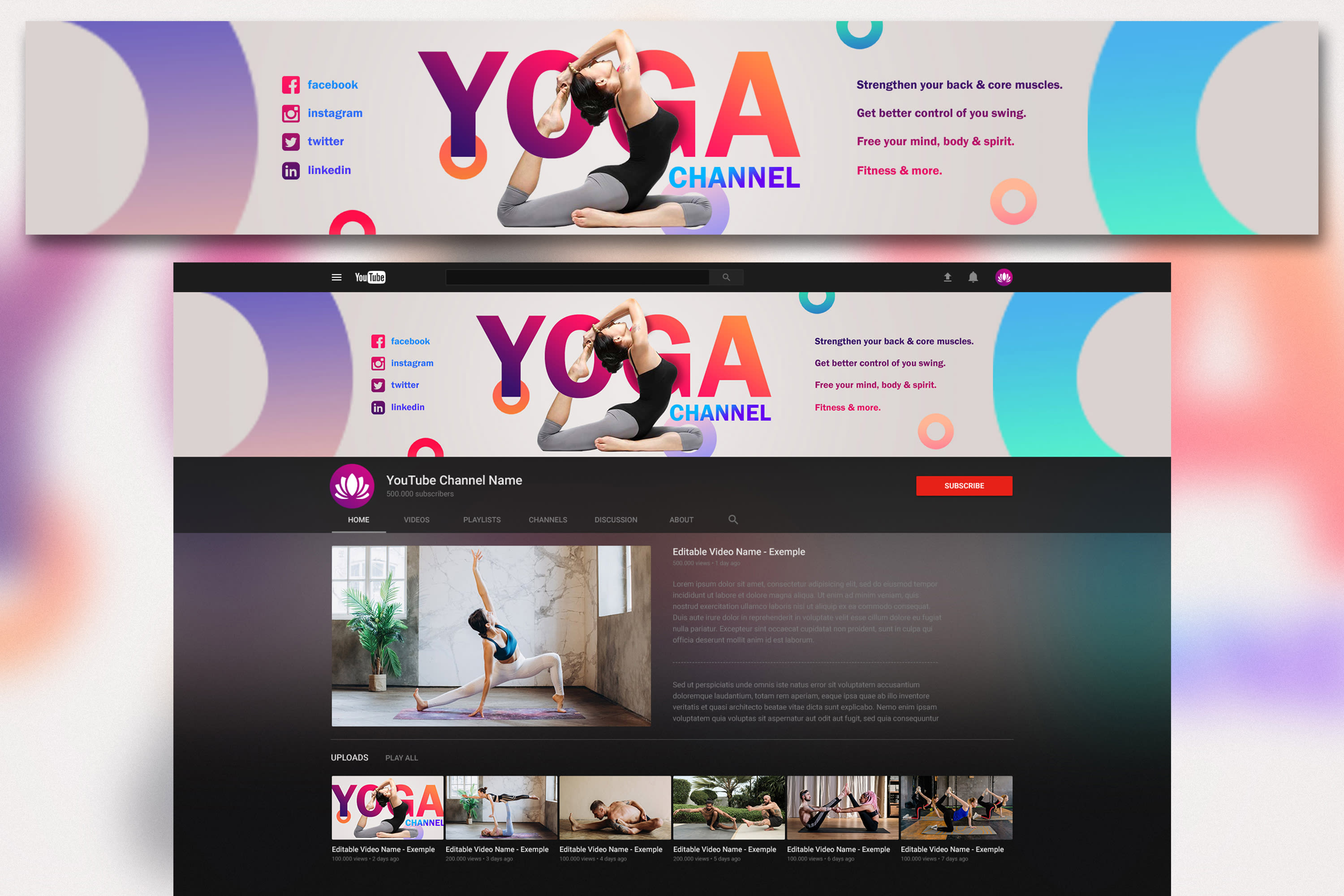 Yoga  Channel Art Template