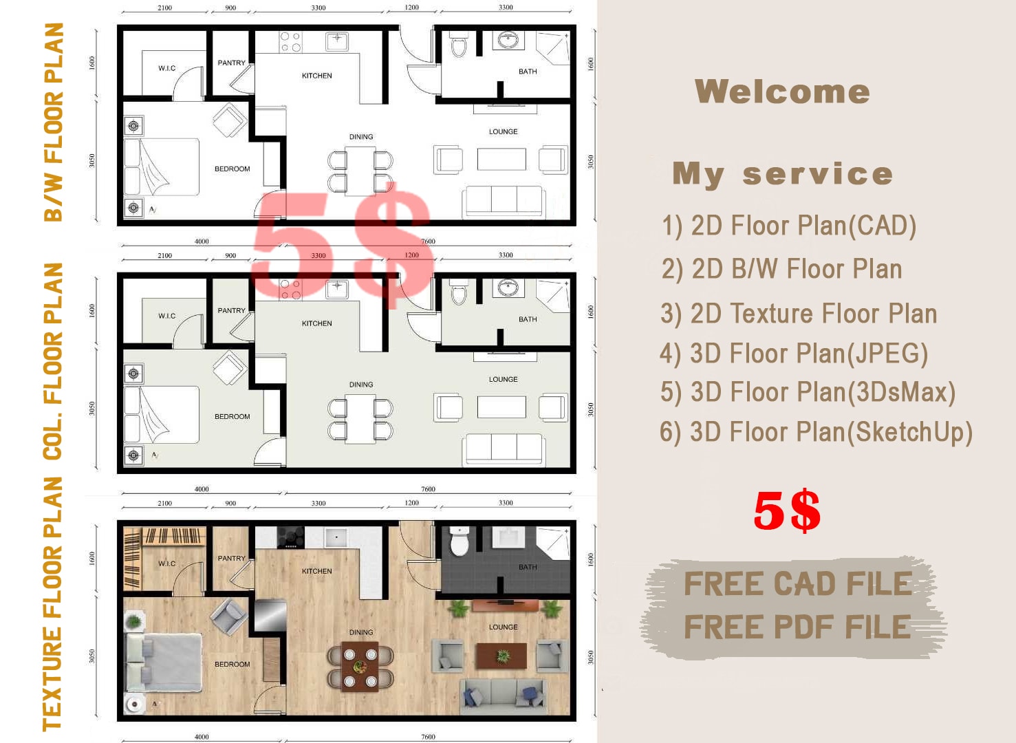 Redraw 2d and 3d floor plan for real estate agent by Naeembsl | Fiverr