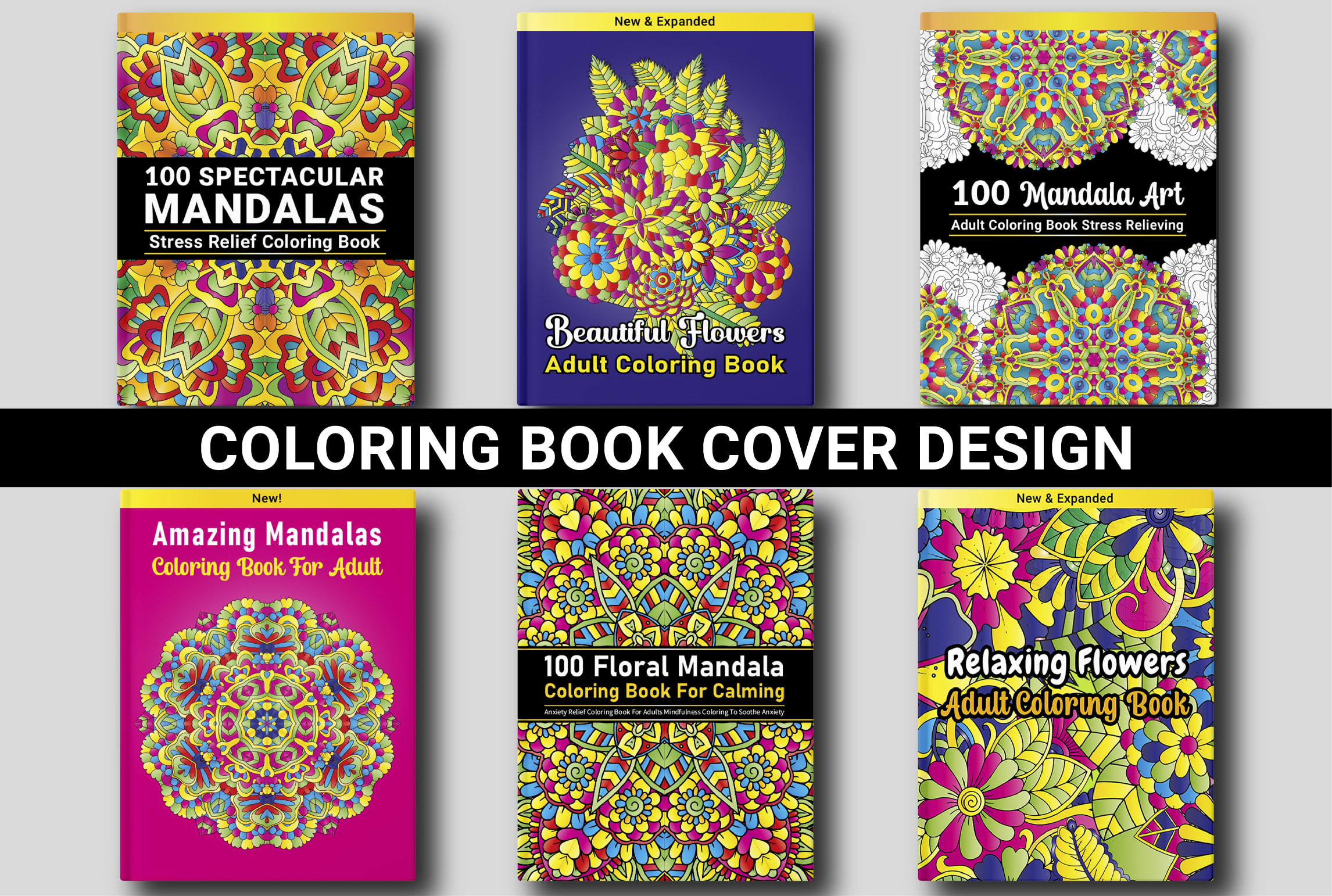 100 flower designs coloring book for adults: Relaxing Coloring